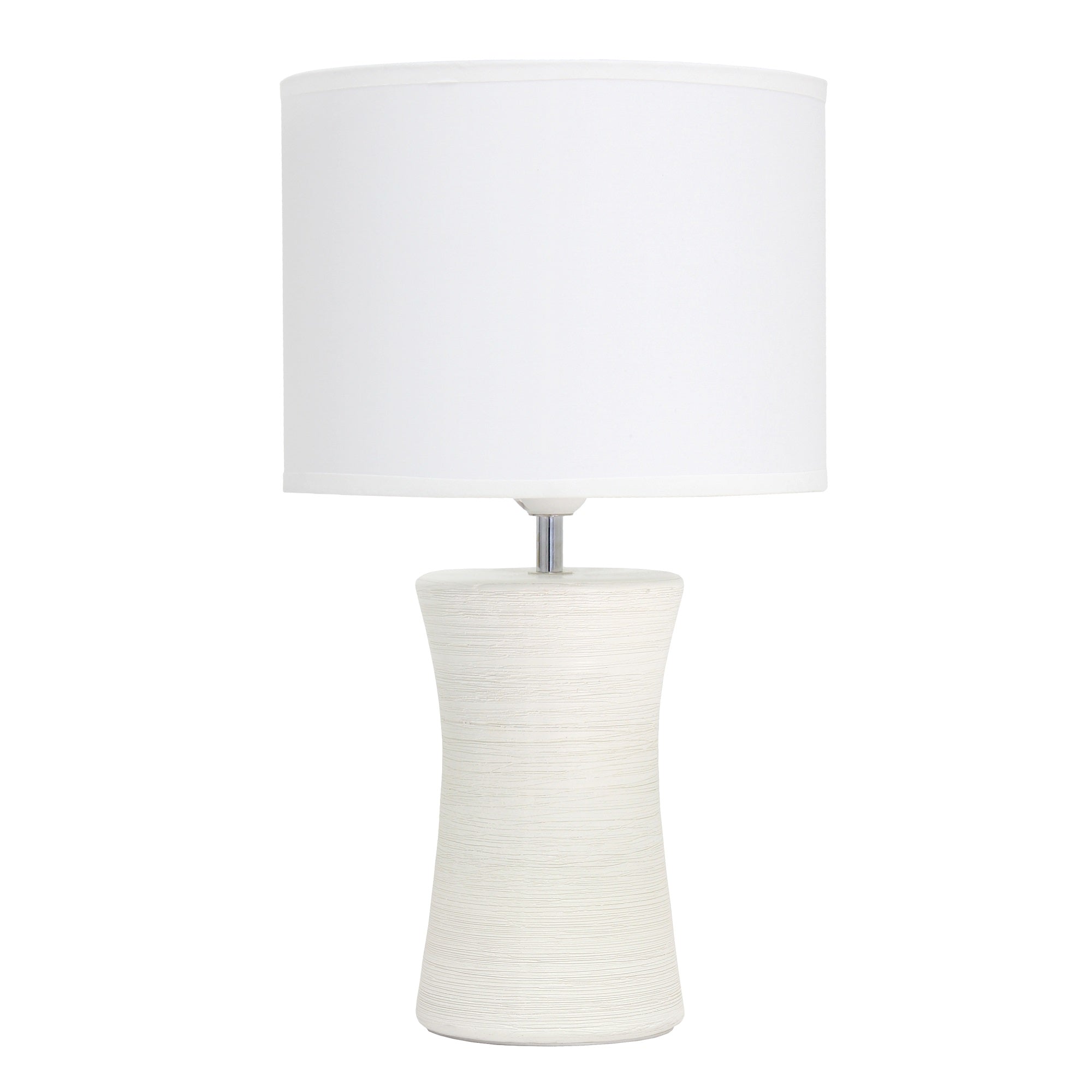 Simple Designs Ceramic Hourglass Table Lamp, Off White