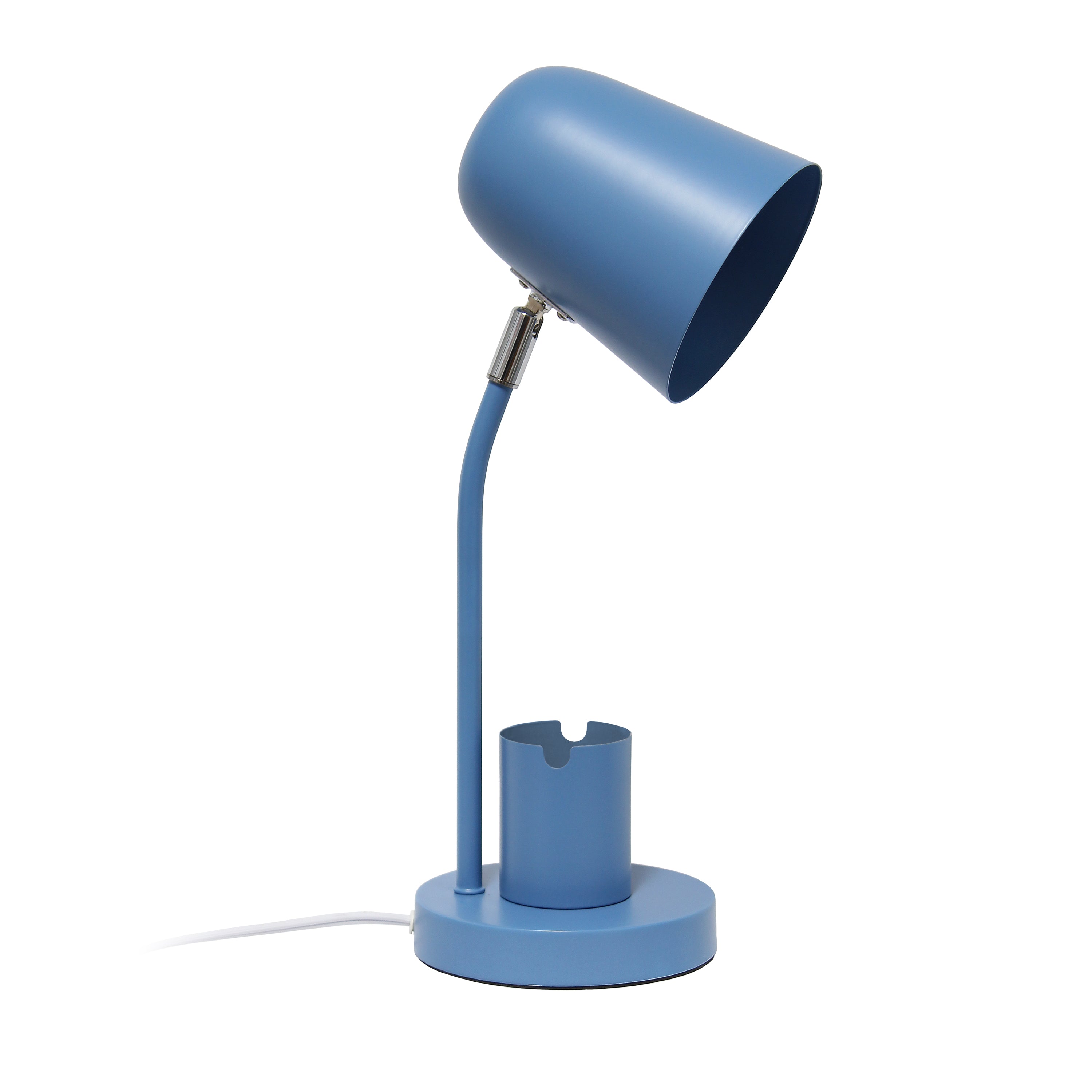 Simple Designs 15.75' Sleek Essentials Metal Table Desk Lamp With Compartment, For Office, Blue