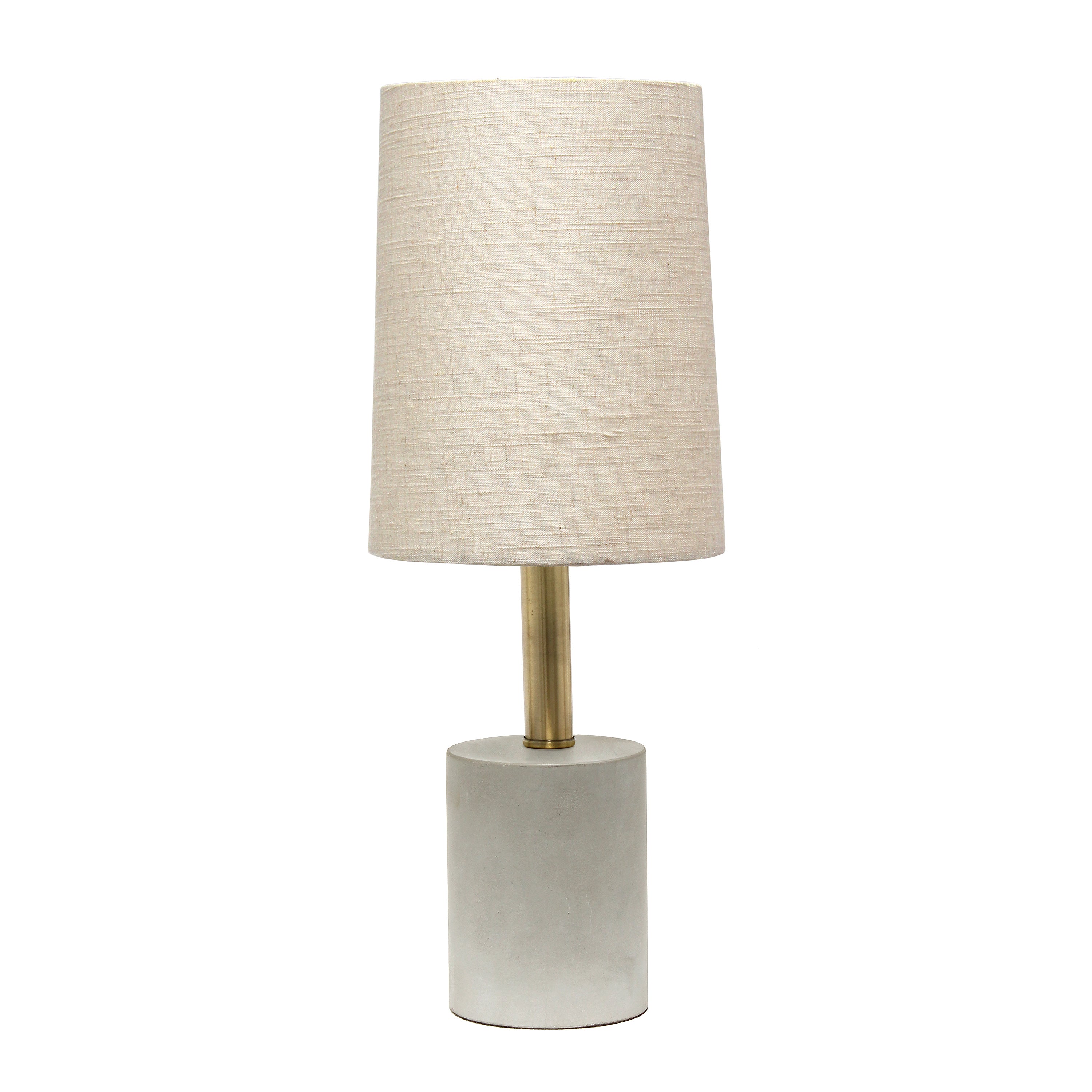 Elegant Designs Cement Table Lamp With Antique Brass Detail, Khaki