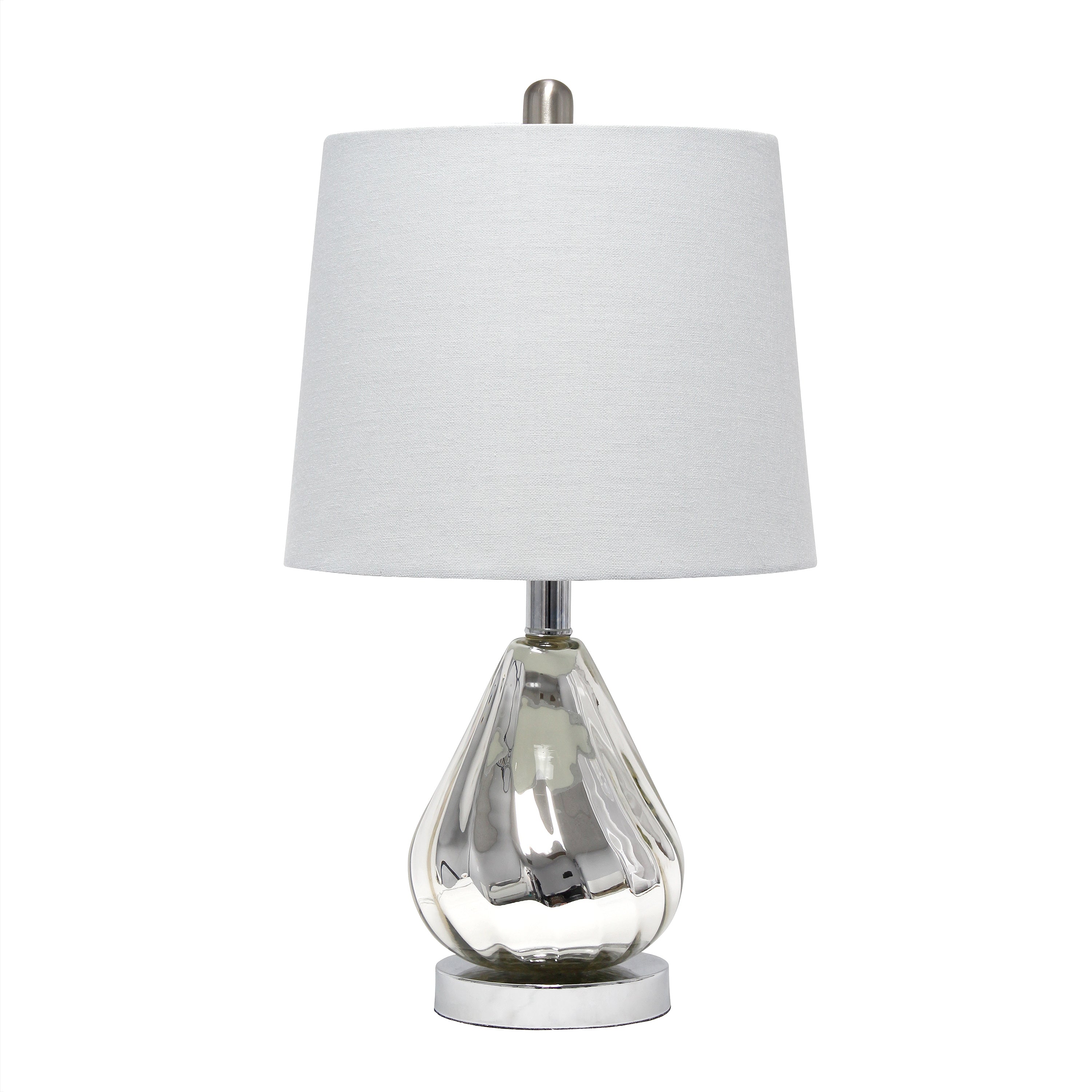 Elegant Designs Chrome Ripple Table Lamp With Grey Shade