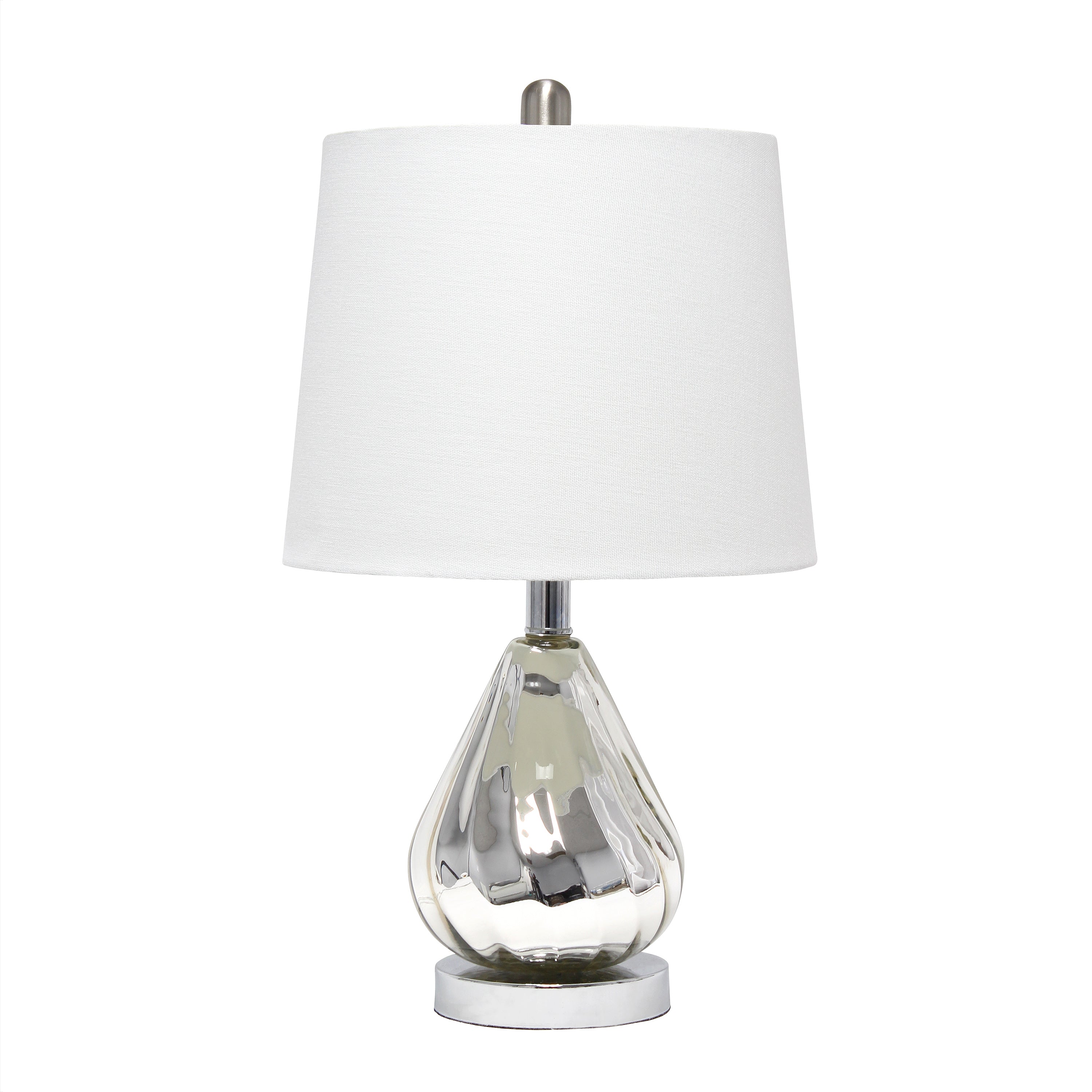 Elegant Designs Chrome Ripple Table Lamp With White Shade