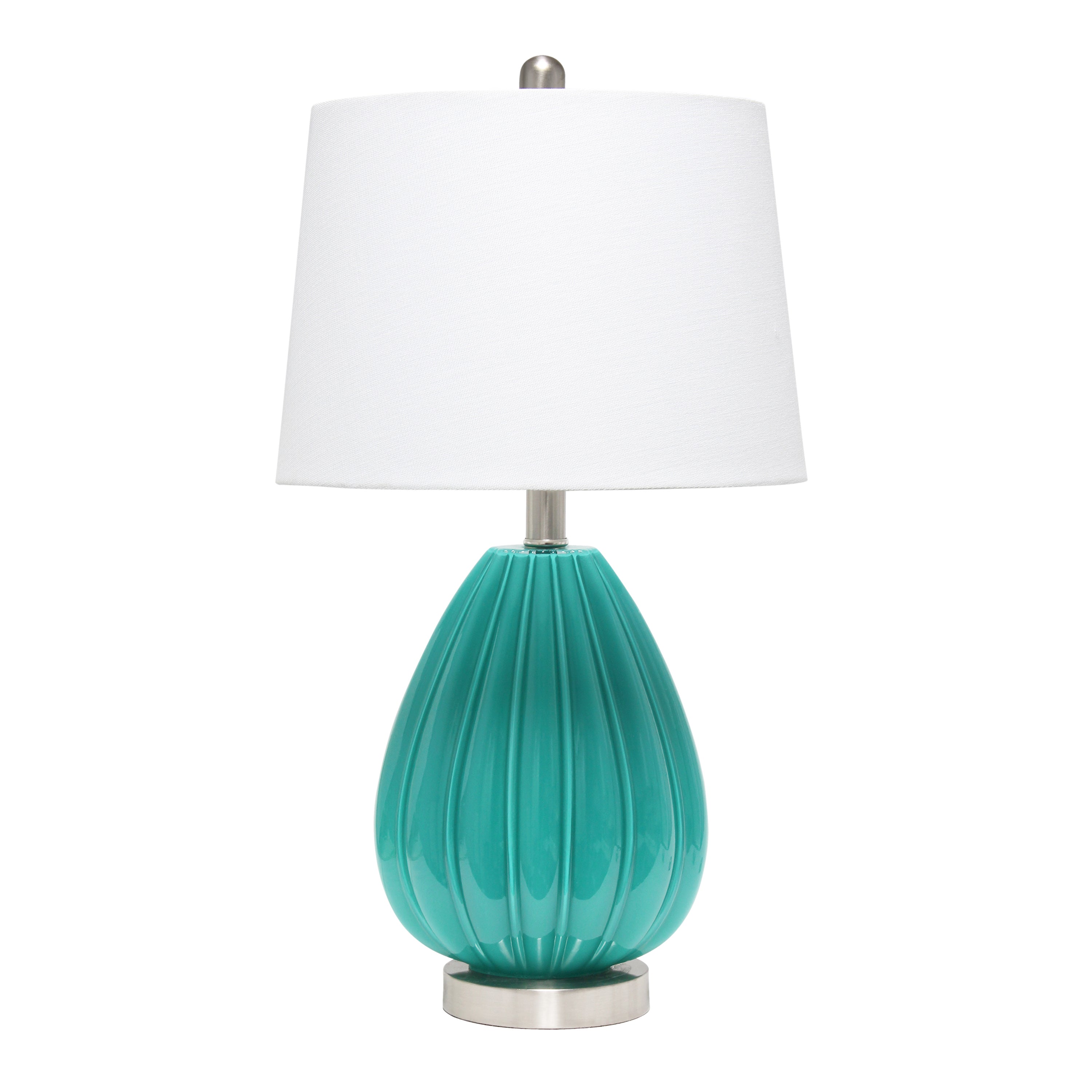Elegant Designs Teal Creased Table Lamp With Fabric Shade