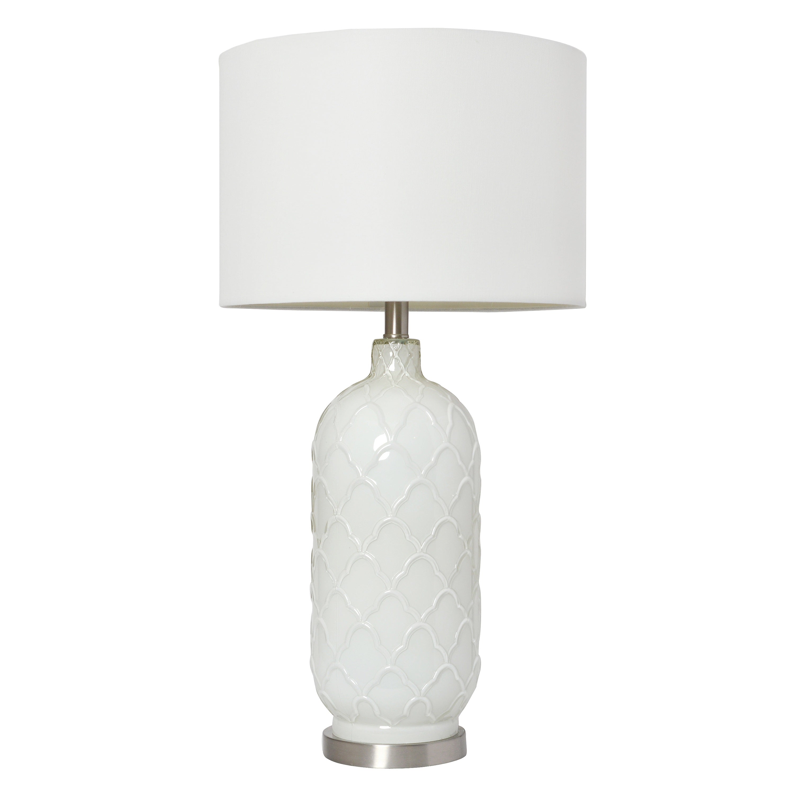 Elegant Designs White And Brushed Nickel Glass Table Lamp