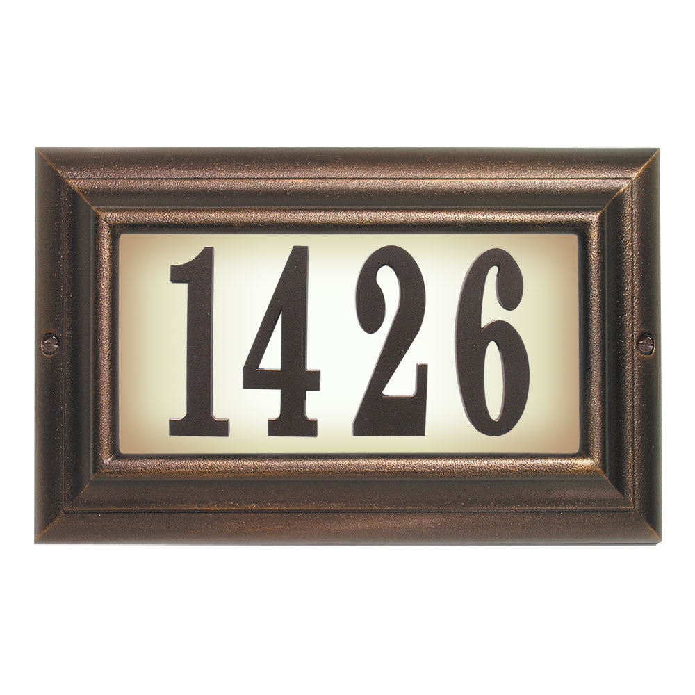 Edgewood Large Lighted Address Plaque In Antique Copper Frame Color