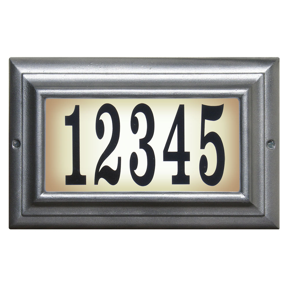 Edgewood Standard Lighted Address Plaque In Pewter Frame Color