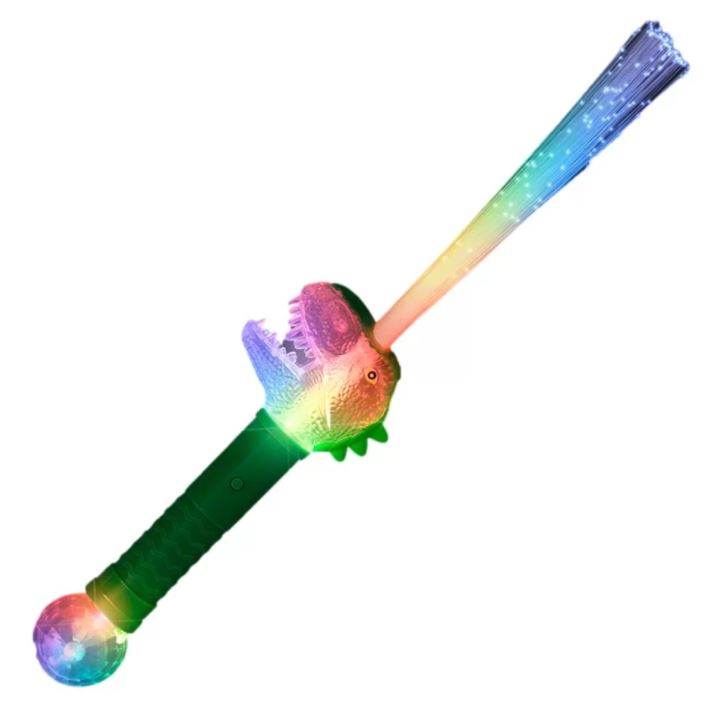 Light Up Fiber Optic Multicolor Dinosaur Prism Wand