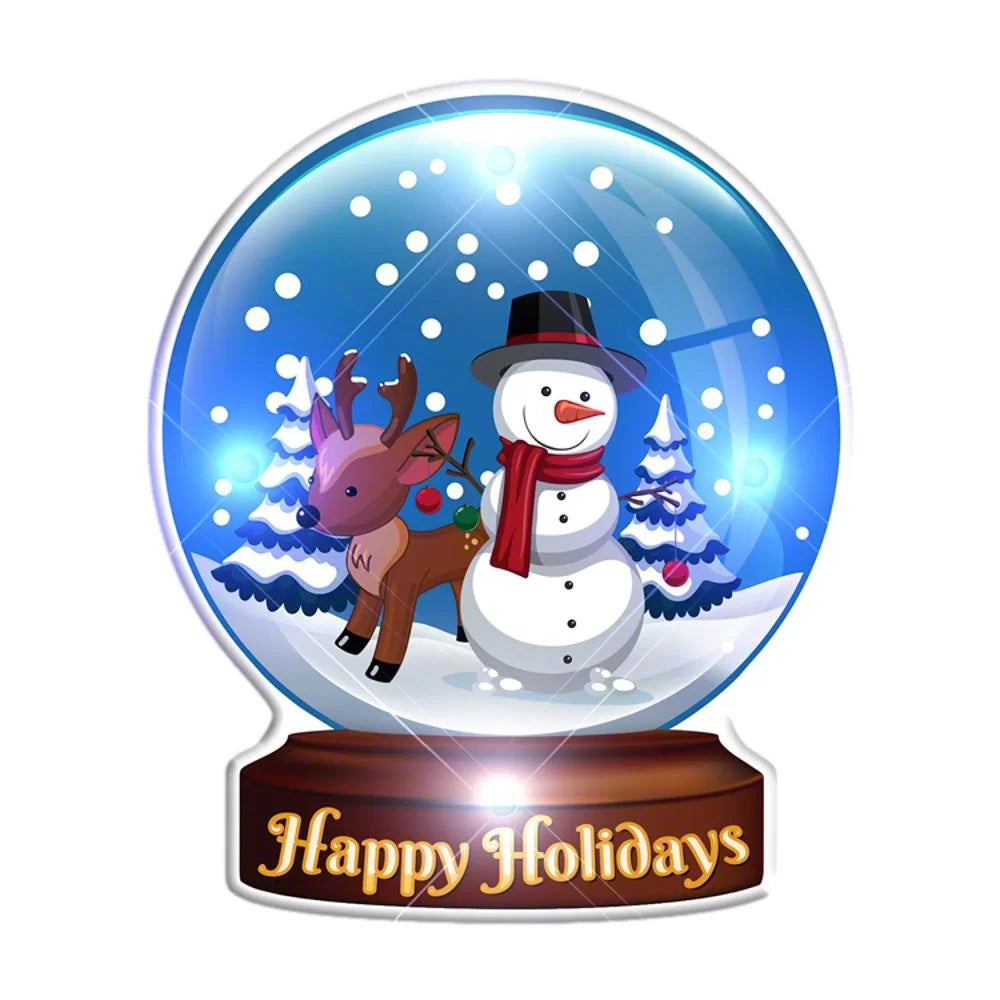 Light Up Christmas Happy Holidays Snowman Globe Body Light Pin
