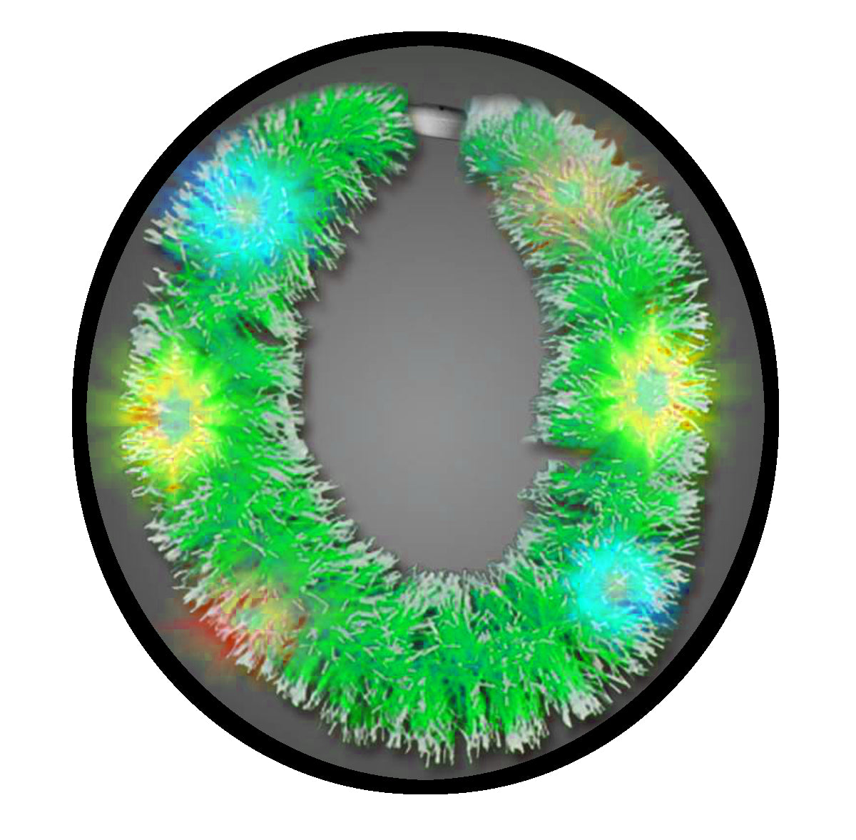 Green Light Up Hawaiian Grass Lei With Multicolor LEDS