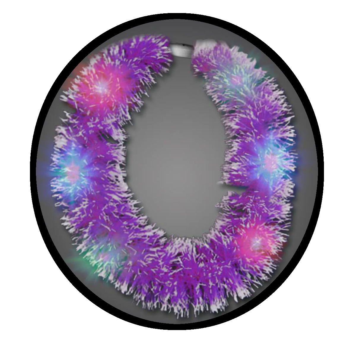 Purple Light Up Hawaiian Grass Lei With Multicolor LEDs