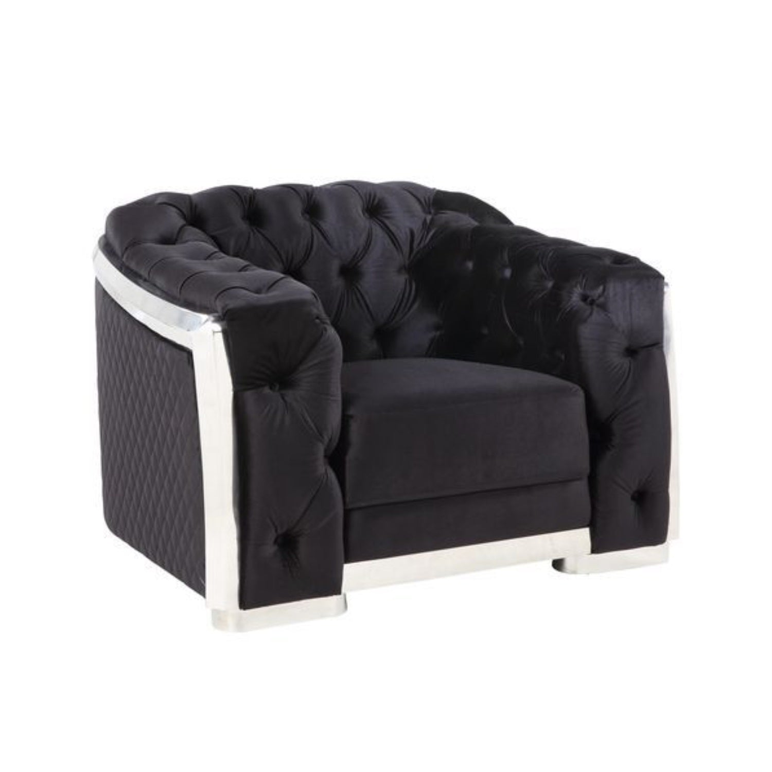 LV00298 - Chair, Black Velvet & Chrome Finish - Pyroden