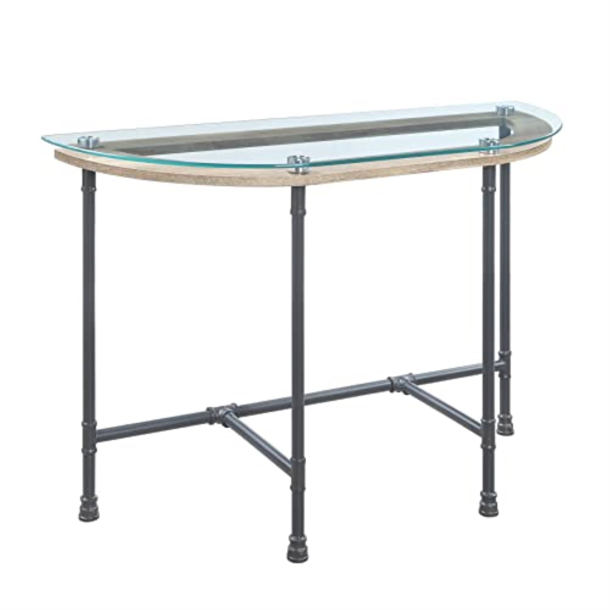 LV00437 - Sofa Table, Clear Glass & Sandy Gray Finish - Brantley