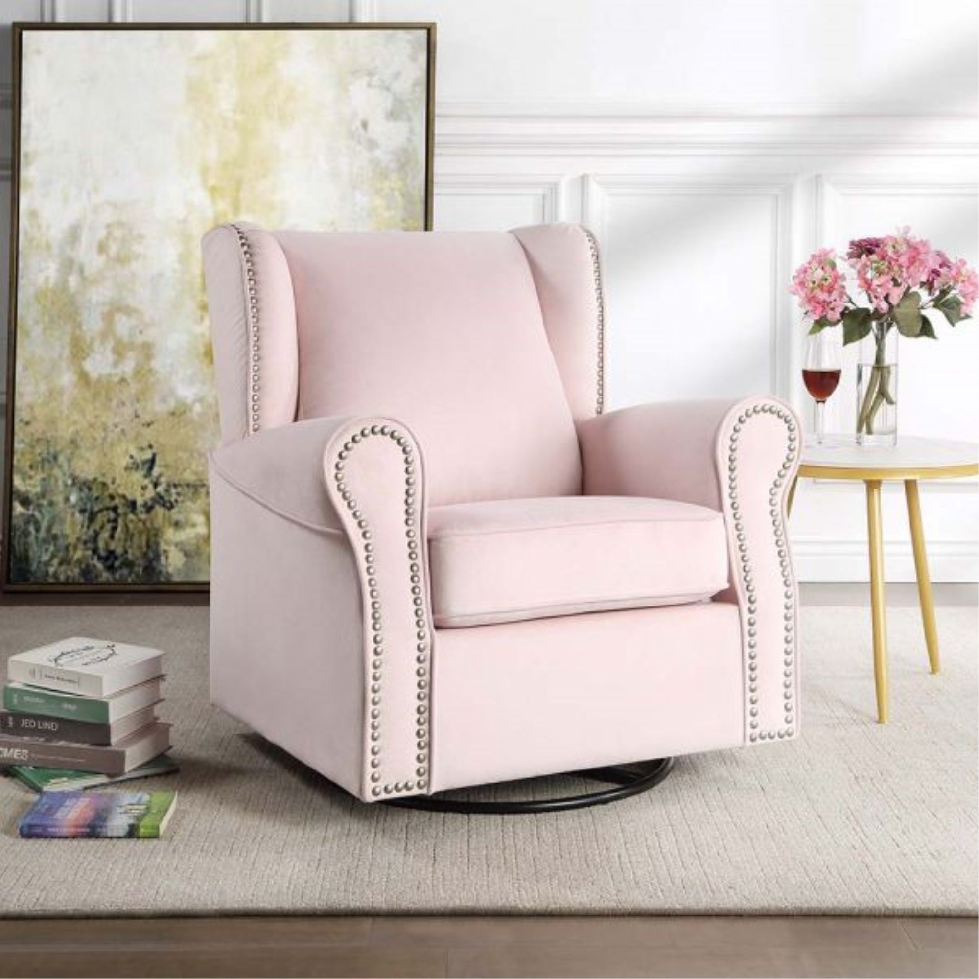 LV00923 Swivel Chair w/Glider , Pink Fabric - Tamaki ( 1Pc/1Ctn )