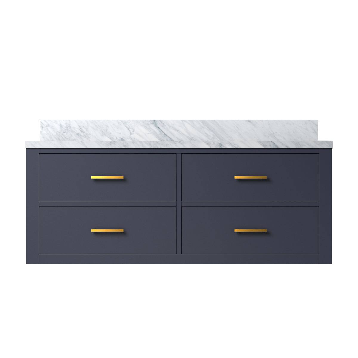 Castor 48 in W x 22 in D Blue Double Bath Vanity and Carrara Marble Top