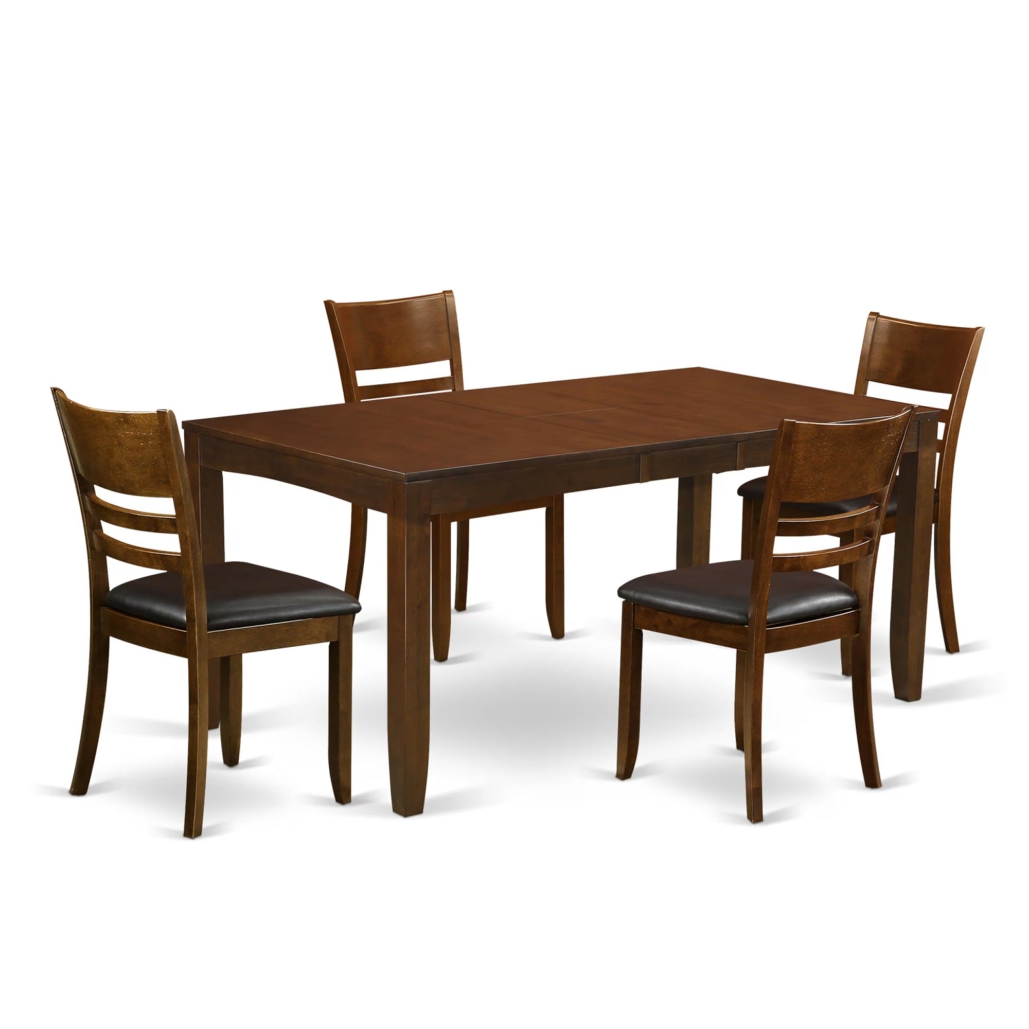 Casafoyer Lyfd5-Esp-Lc Lynfield 5 Piece Set Includes A Rectangle Dining Room Table With  Leaf And 4 Faux Leather Upholstered Kitchen Chairs, 36X66 Inch