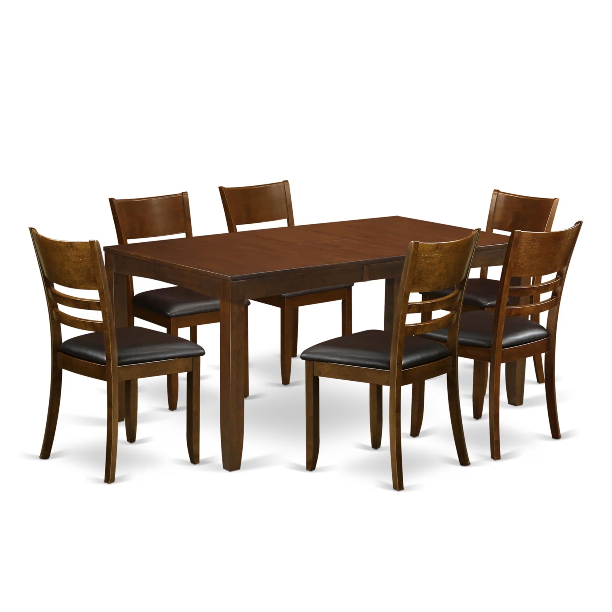 Casafoyer Lyfd7-Esp-Lc Lynfield 7 Piece Kitchen Set Consist Of A Rectangle Table With  Leaf And 6 Faux Leather Dining Room Chairs, 36X66 Inch