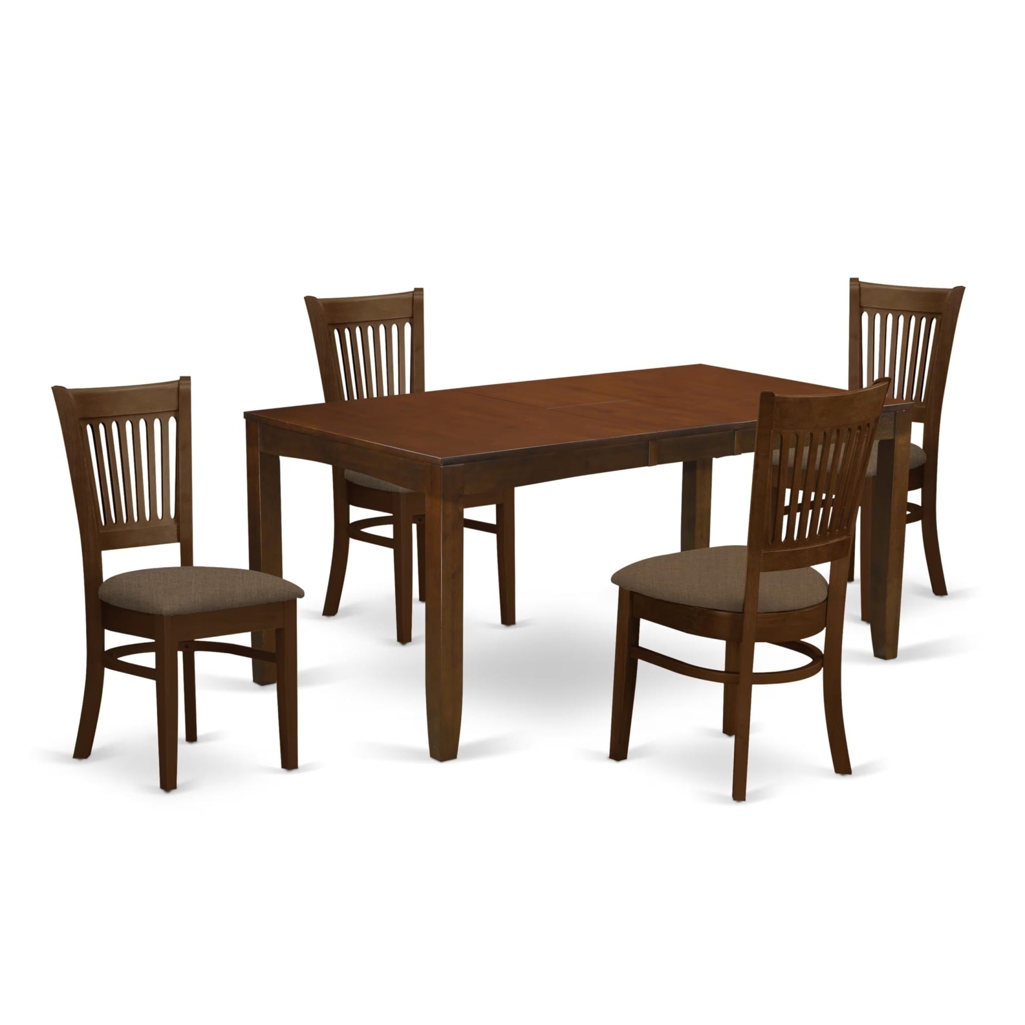 Casafoyer Lyva5-Esp-C Lynfield 5 Piece Kitchen Set For 4 Includes A Rectangle Dining Room Table With  Leaf And 4 Linen Fabric Upholstered Chairs, 36X66 Inch, Espresso