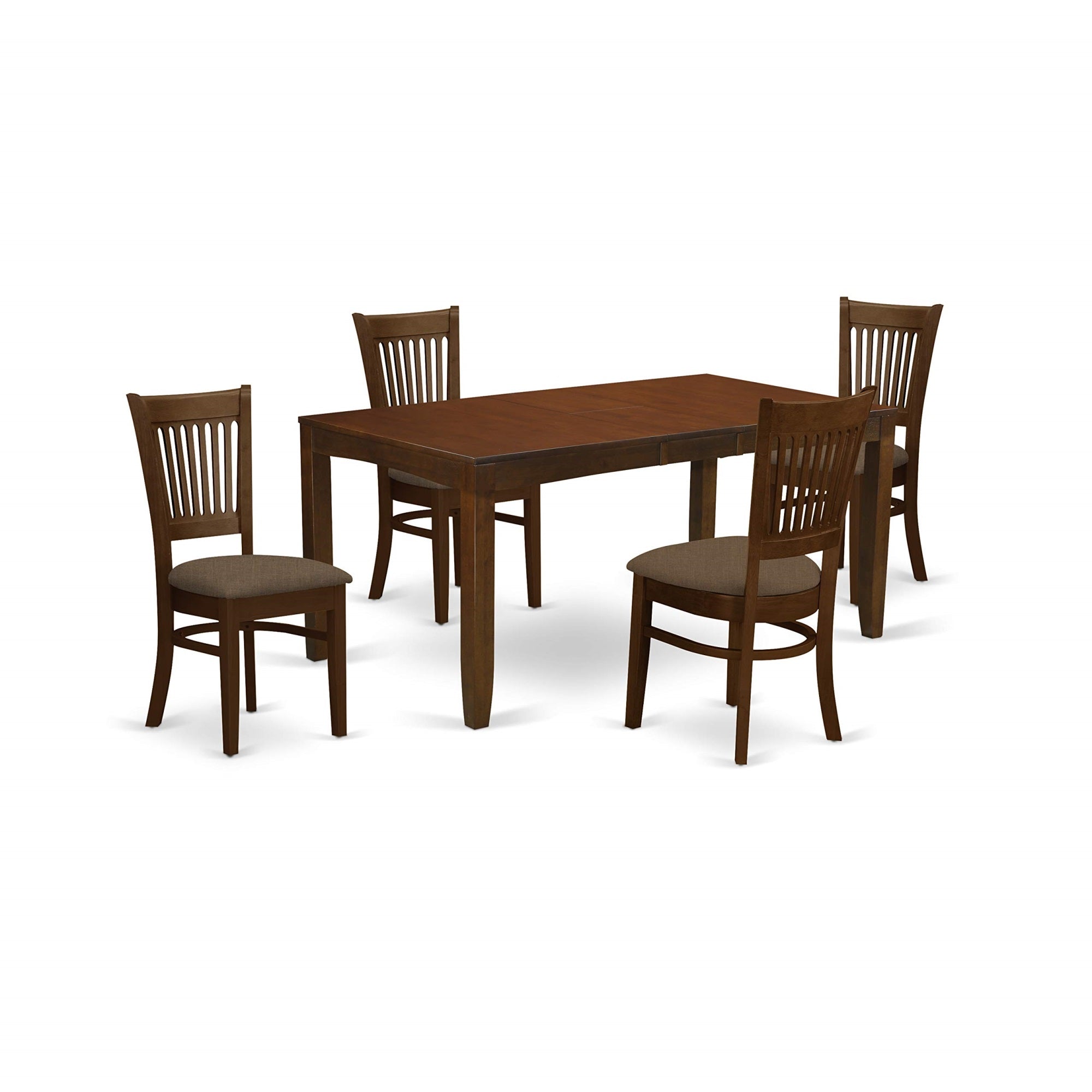 Ergode Lyva5-Esp-C, 5-Piece Kitchen Table Set, Butterfly Leaf Dining Table, 4 Linen Fabric Chairs, Espresso, 36X66 Inch