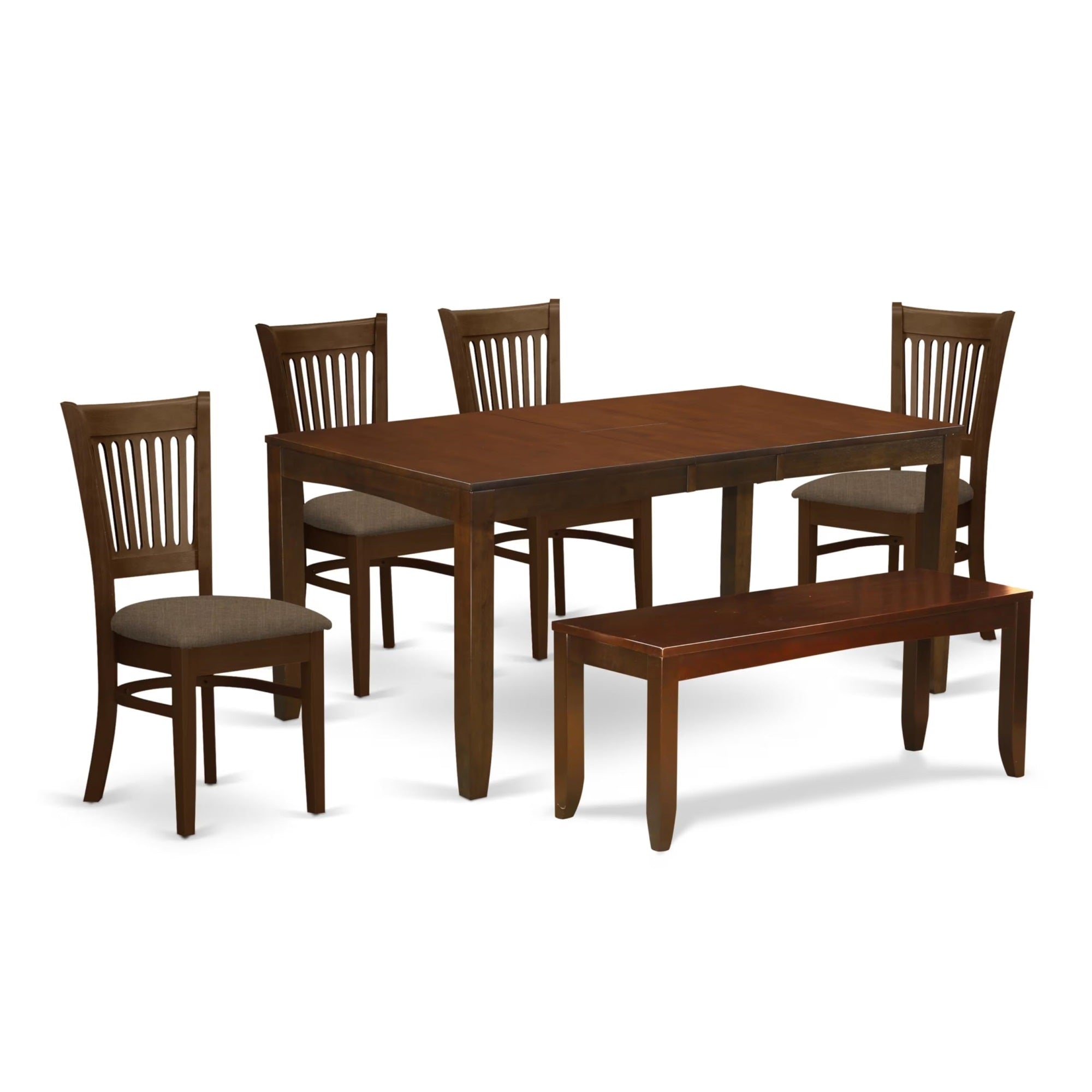 Casafoyer Lyva6-Esp-C Lynfield 6 Piece Kitchen Set Contains A Rectangle Table With  Leaf And 4 Linen Fabric Dining Chairs With A Bench, 36X66 Inch