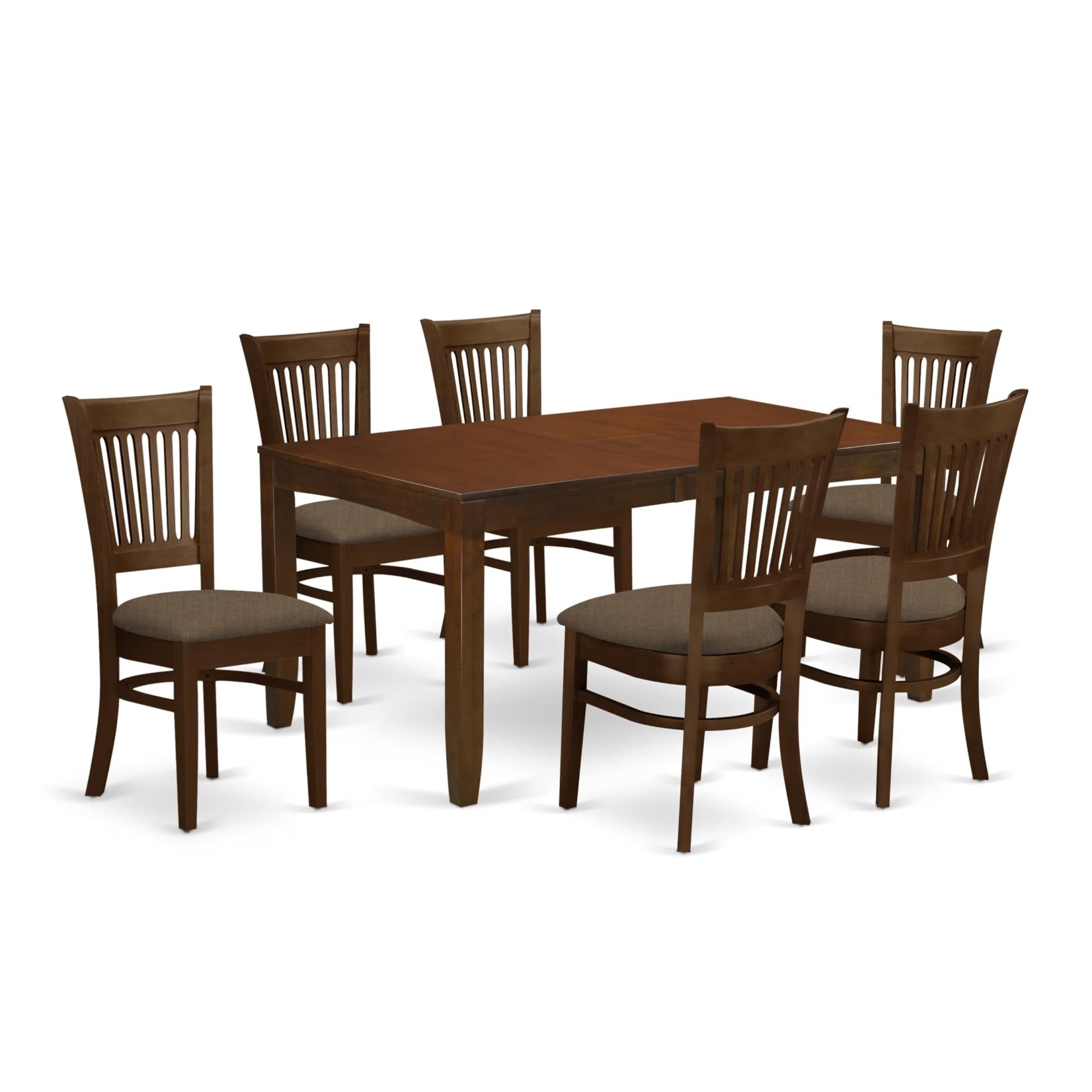 Casafoyer Lyva7-Esp-C 7 Piece Kitchen Table Set Consist Of A Rectangle Dining Table With  Leaf And 6 Linen Fabric Dining Room Chairs, 36X66 Inch, Espresso
