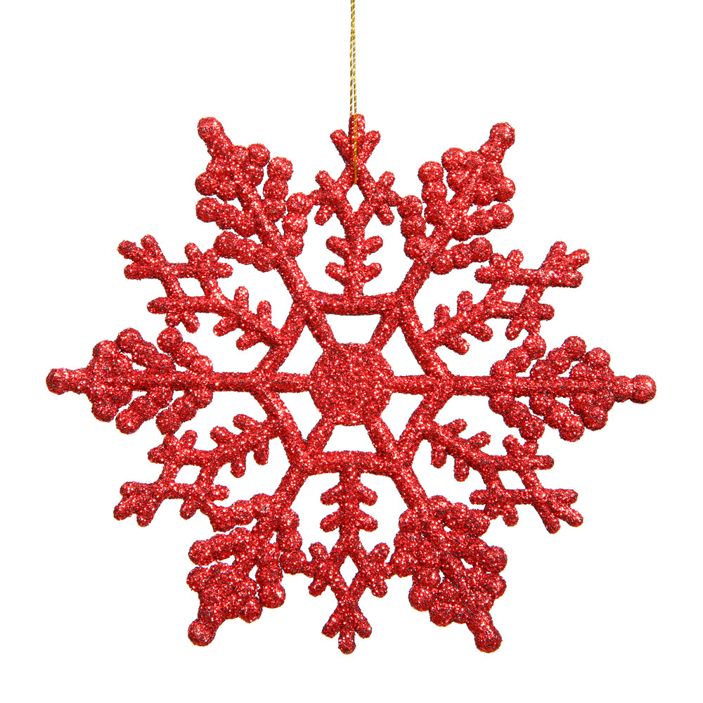 Vickerman 4″ Red Glitter Snowflake 24/Pvc Box - M101403