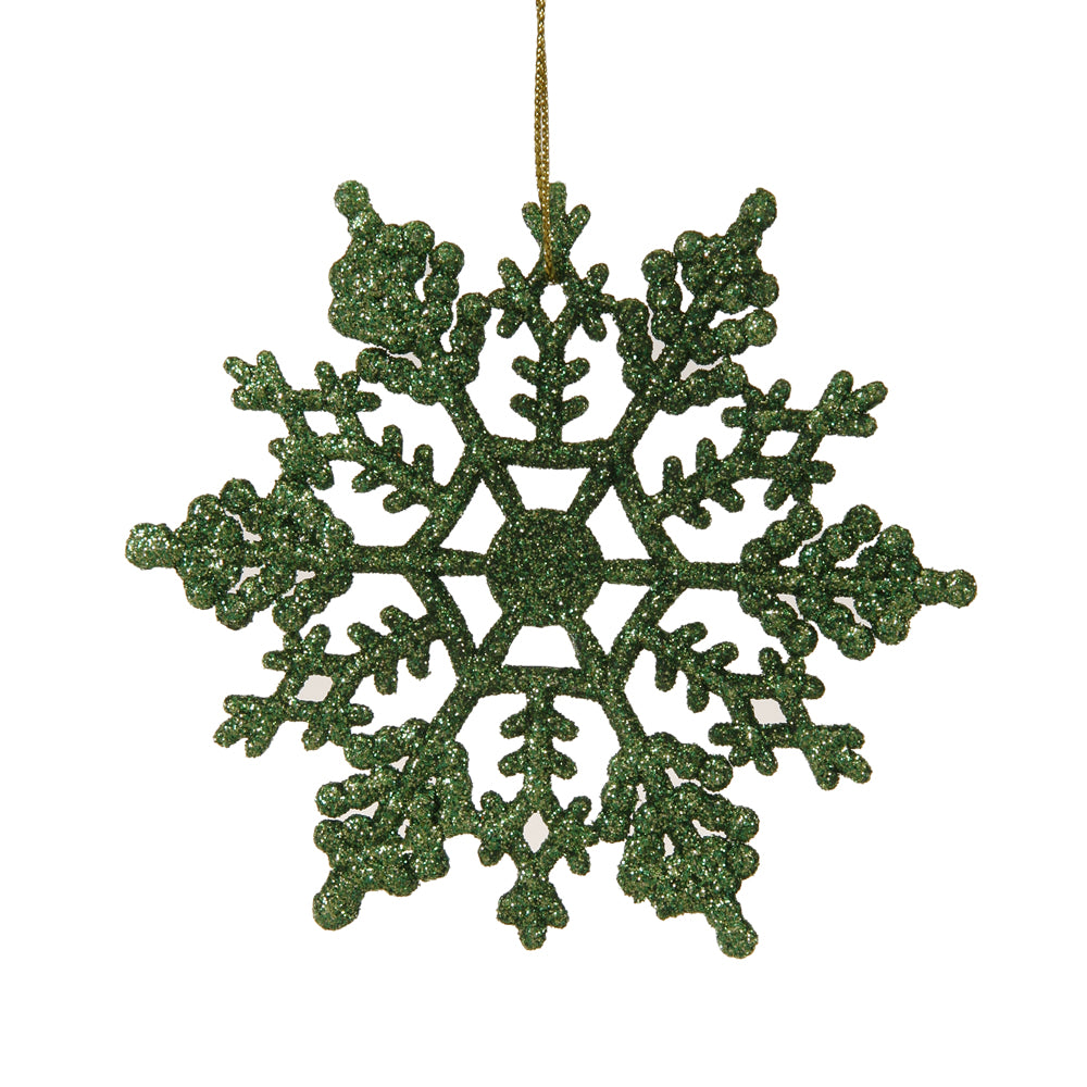 Vickerman 4″ Christmas Grn Glit Snowflake 24/Pvc B - M101404
