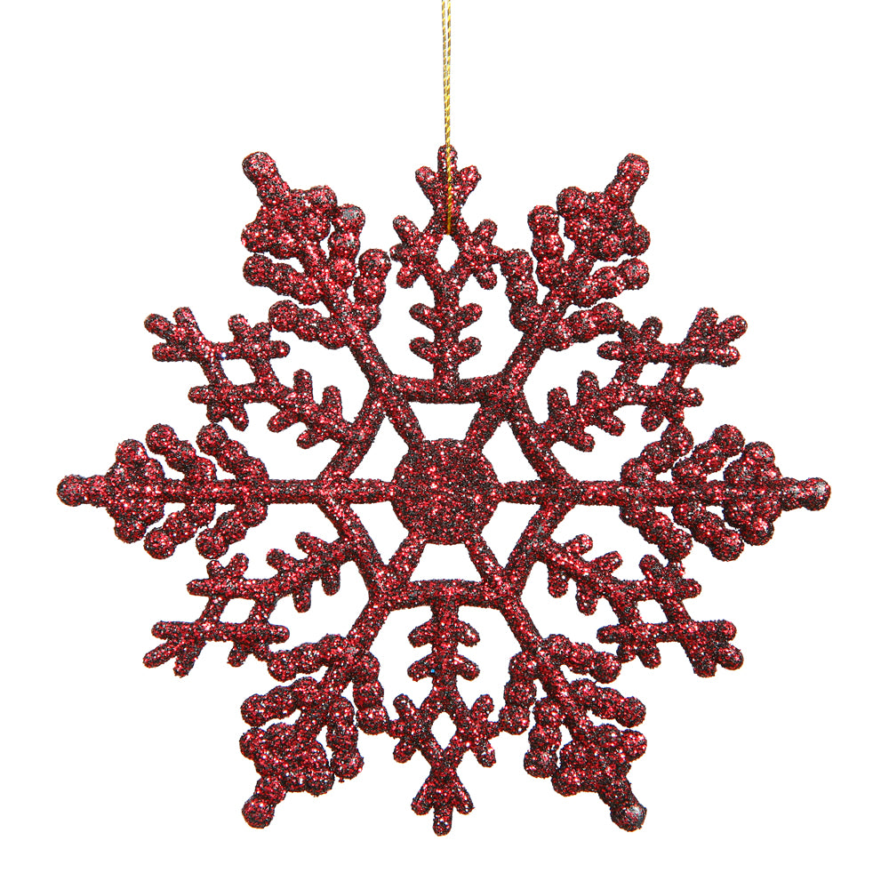 Vickerman 4″ Burgundy Glitter Snowflake 24/Pvc Box - M101405