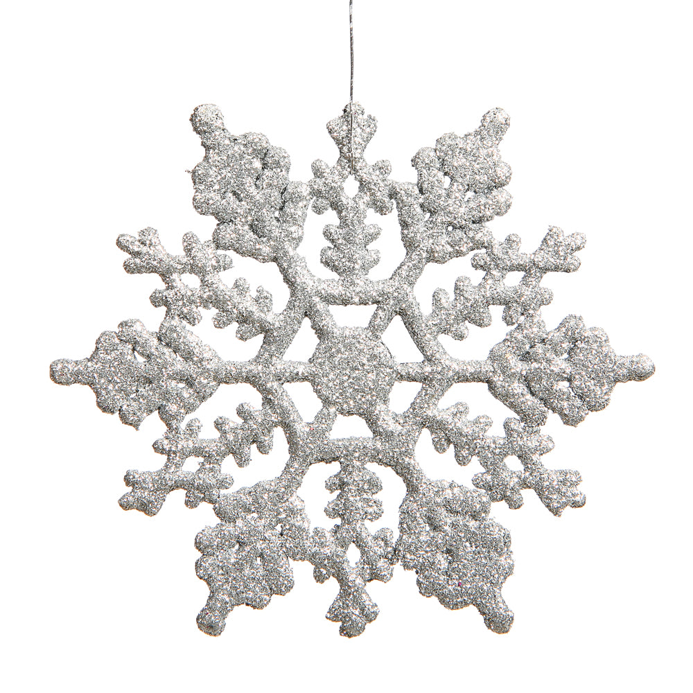 Vickerman 4″ Silver Glitter Snowflake 24/Pvc Box - M101407