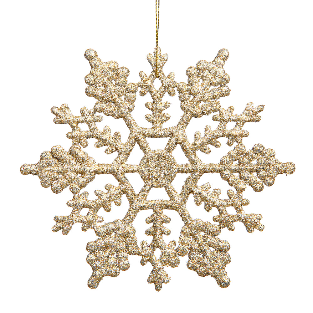 Vickerman 4″ Champagne Glitter Snowflake 24/Pvc Bx - M101411