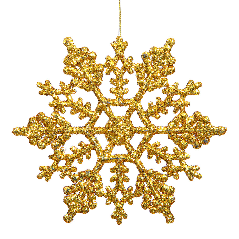 Vickerman 4″ Antique Gold Glitter Snowflake 24/Pvc - M101430