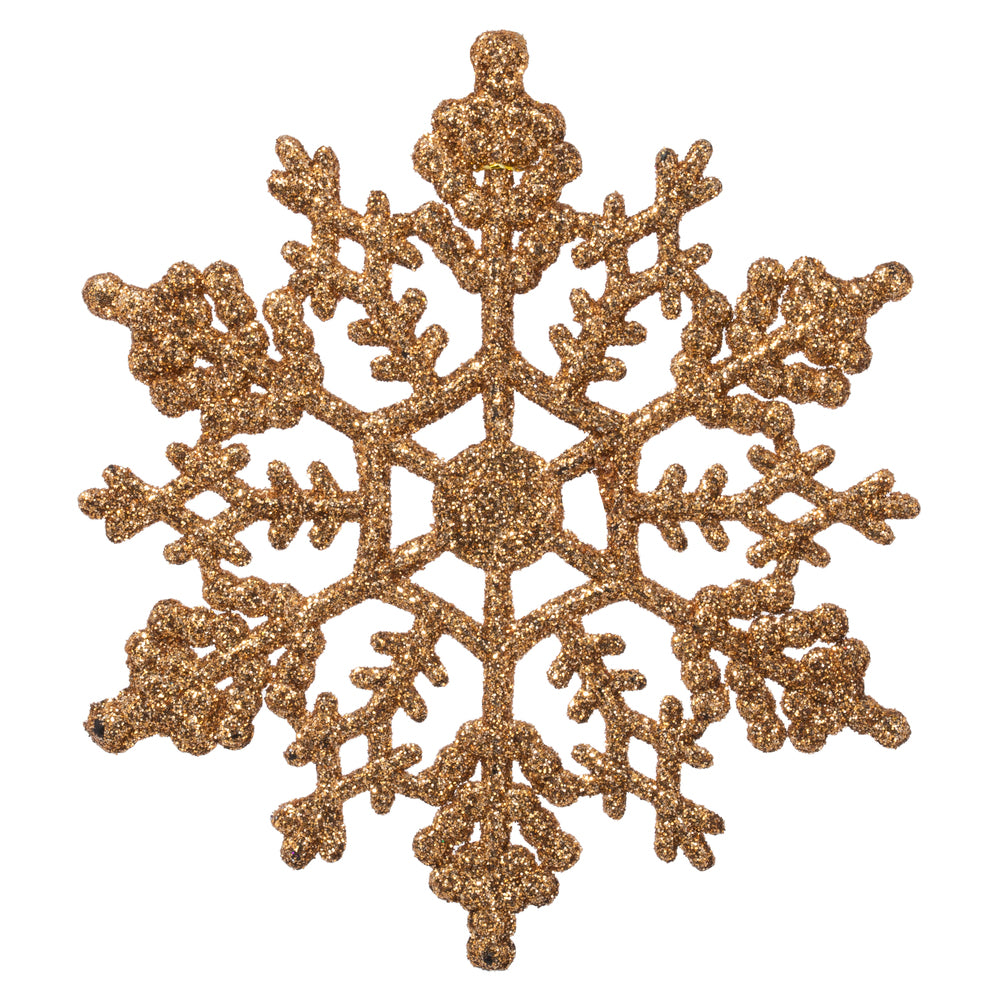Vickerman 4” Rose Gold Glitter Snowflake 24/Pvc Bx - M101458