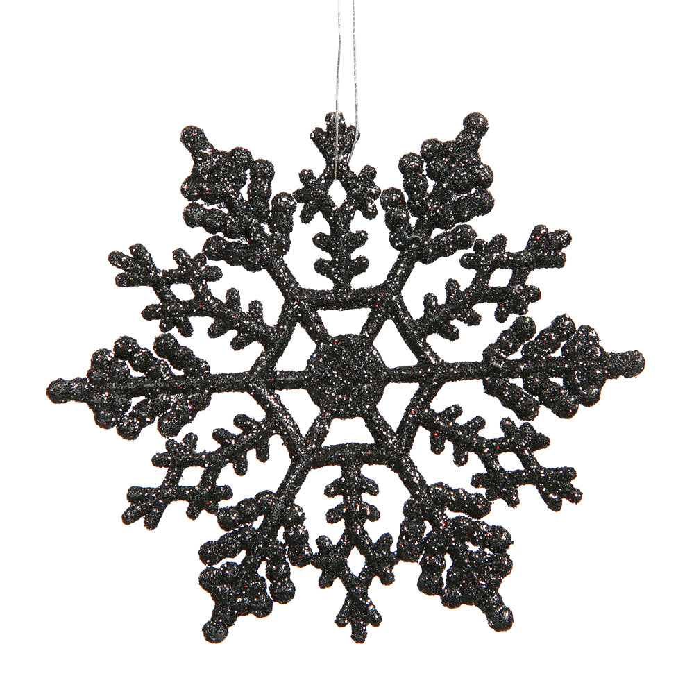 Vickerman 6.25″ Black Glitter Snowflake 12/Pvc Box - M101517