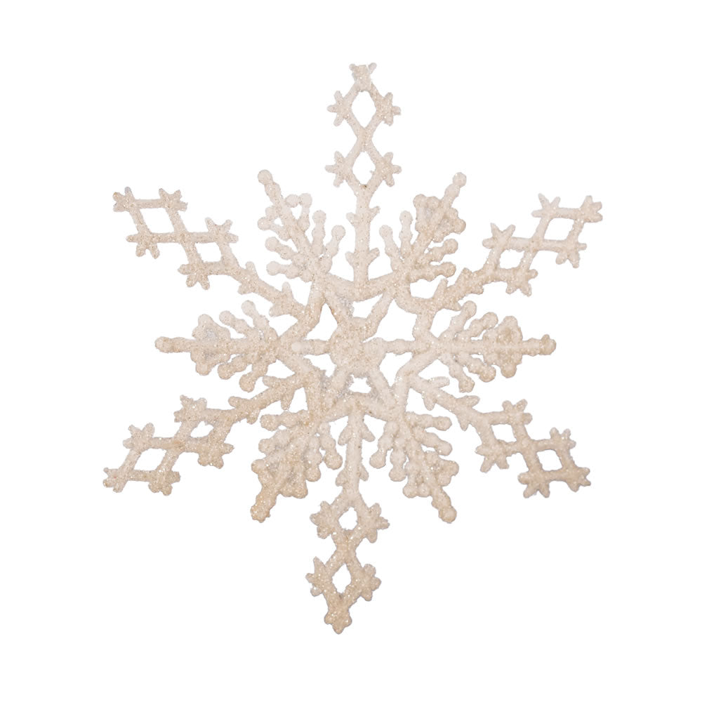 Vickerman 6.25” Ivory Glitter Snowflake 12/Pvc Box - M101551