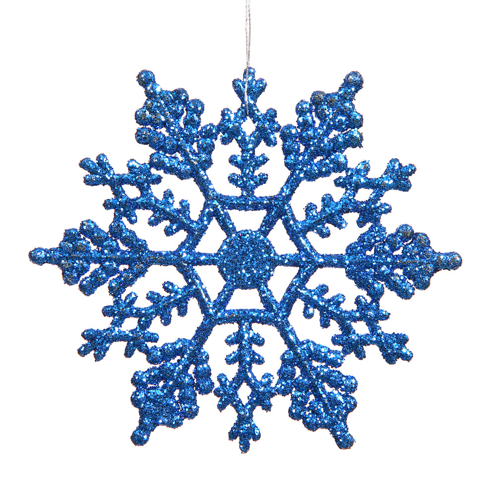 Vickerman 8″ Blue Glitter Snowflake 12/Pvc Box - M101602