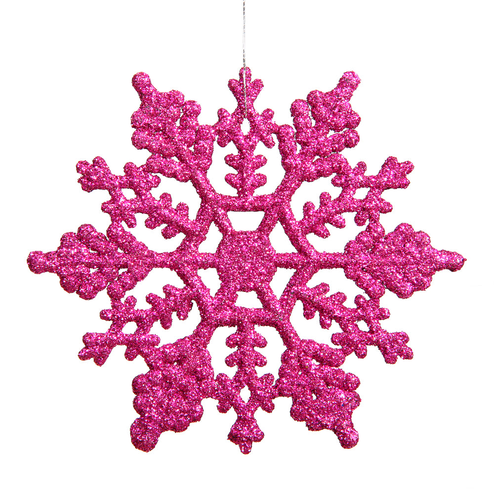 Vickerman 8″ Magenta Glitter Snowflake 12/Pvc Box - M101610
