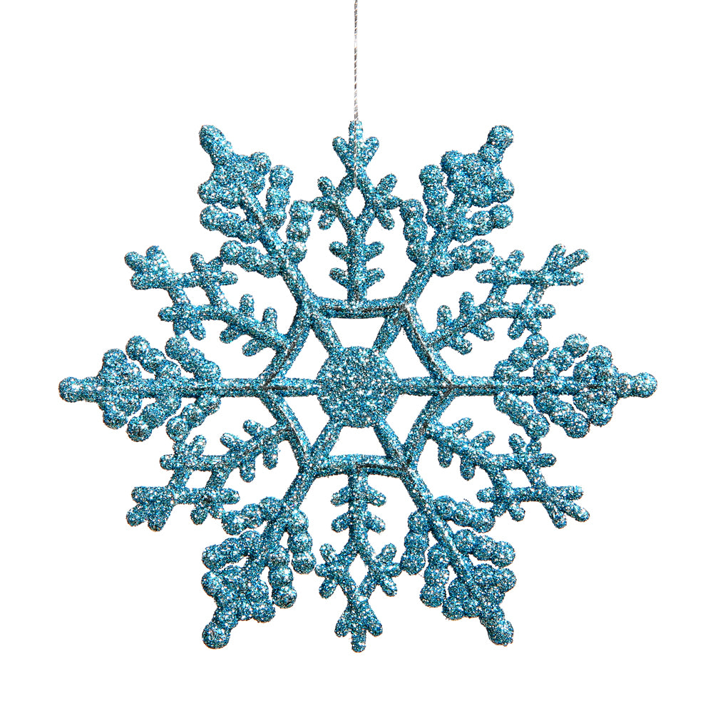 Vickerman 8″ Turquoise Glitter Snowflake 12/Pvc Bx - M101612