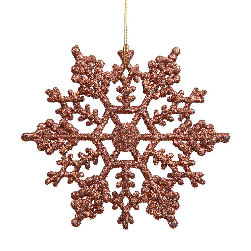 Vickerman 8″ Mocha Glitter Snowflake 12/Pvc Box - M101616