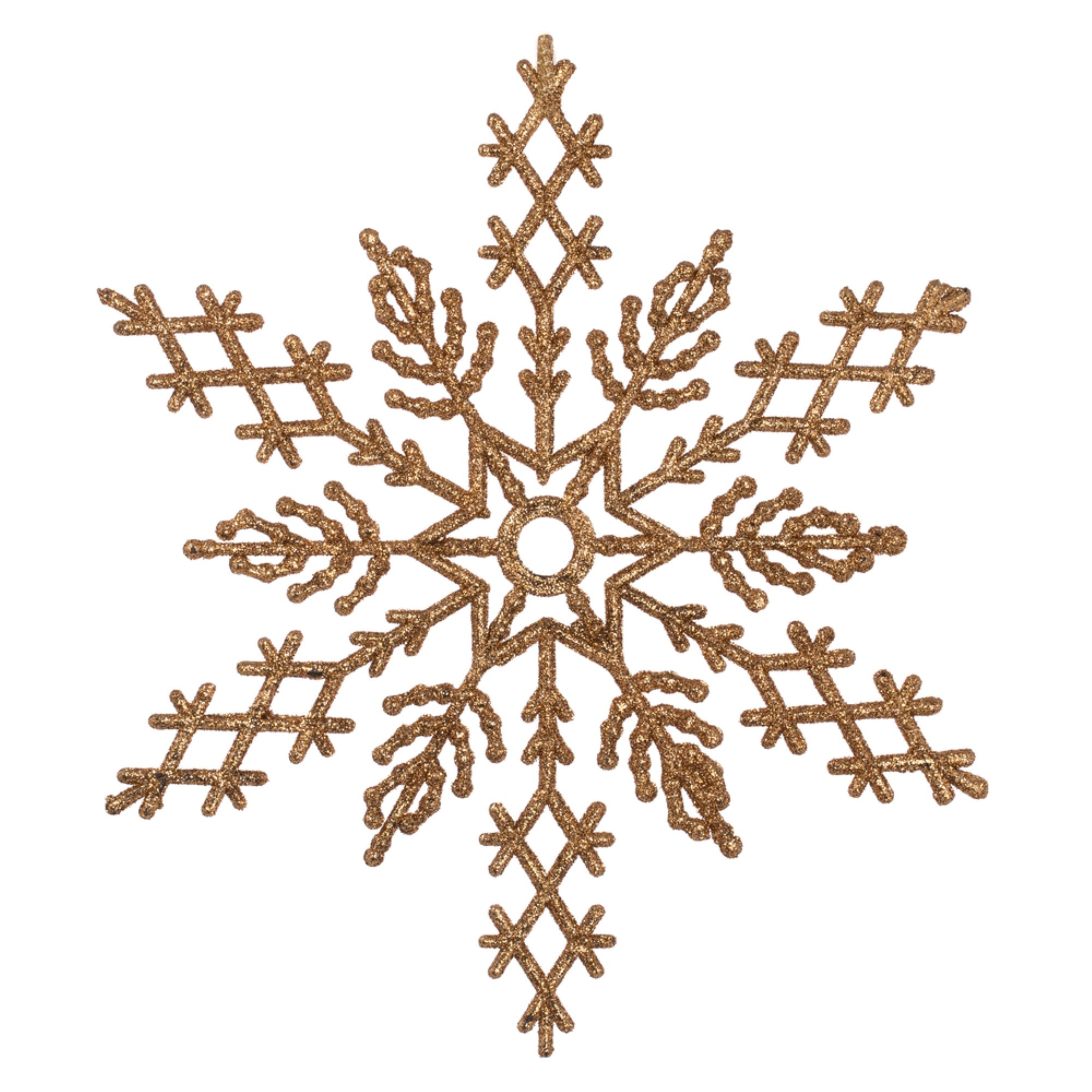 8” Rose Gold Glitter Snowflake 12/Pvc Bx