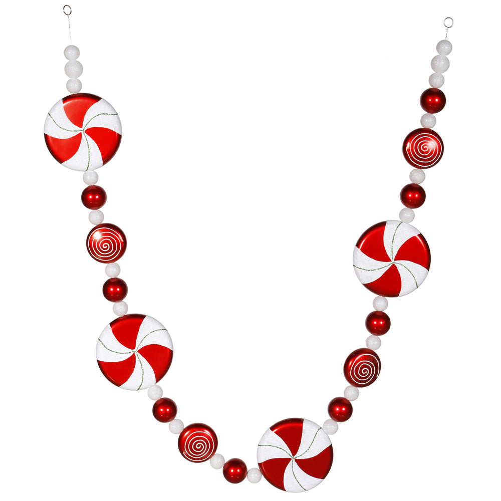 Vickerman 6' Peppermint Candy Garland Red-White - M110828