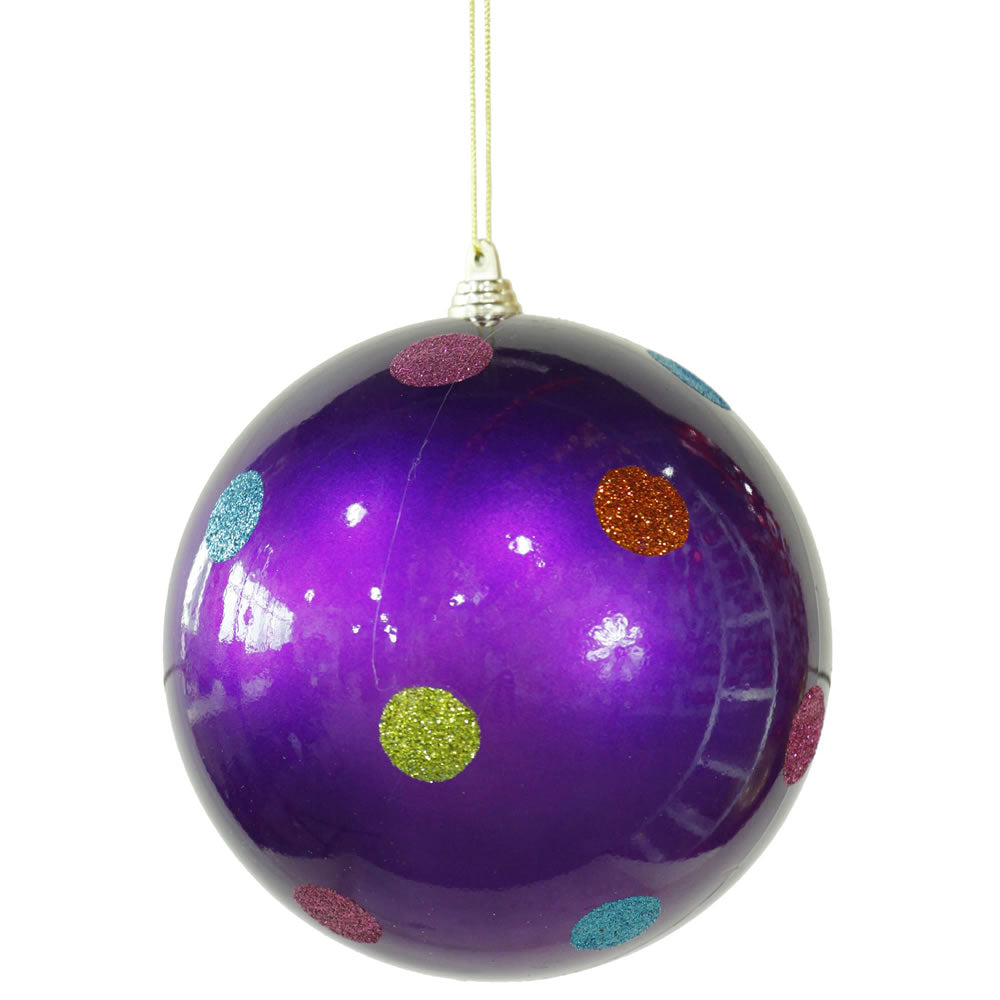Vickerman 5.5″ Purple Candy Polka Dot Ball - M120206