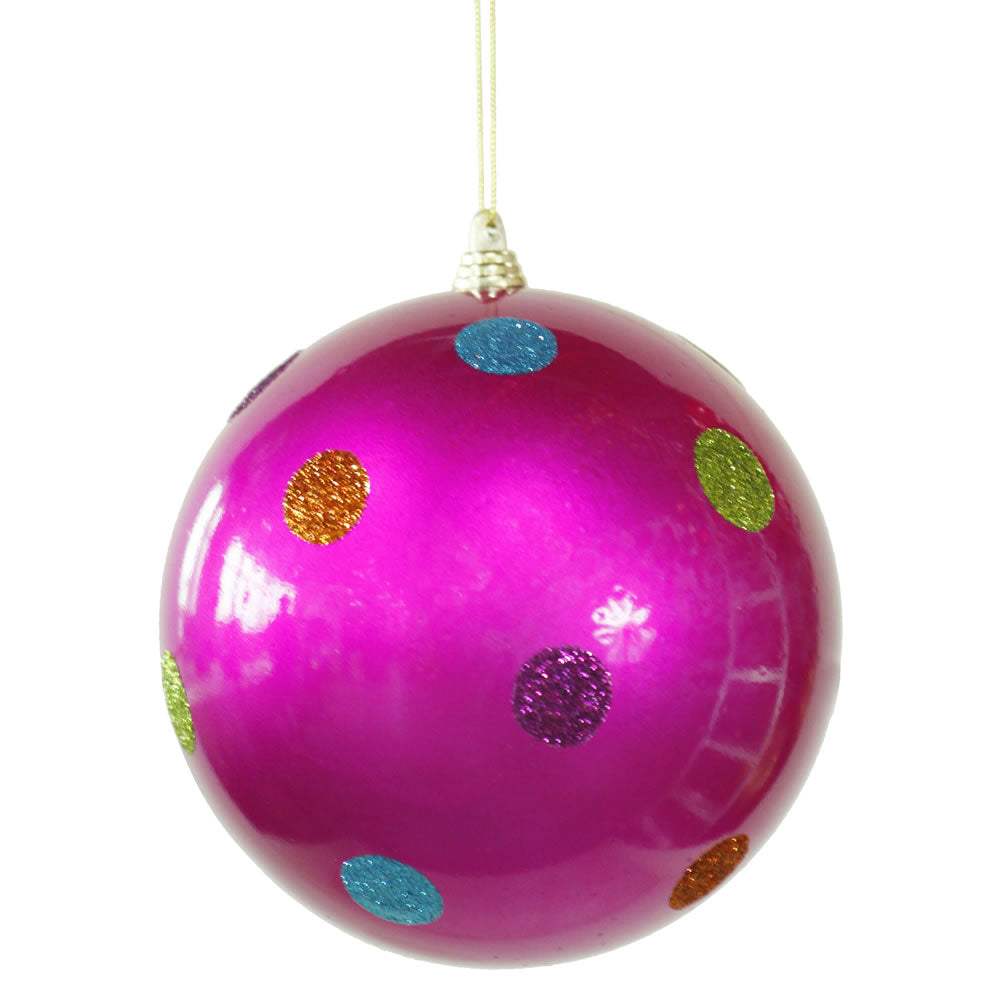 Vickerman 5.5″ Cerise Candy Polka Dot Ball - M120209