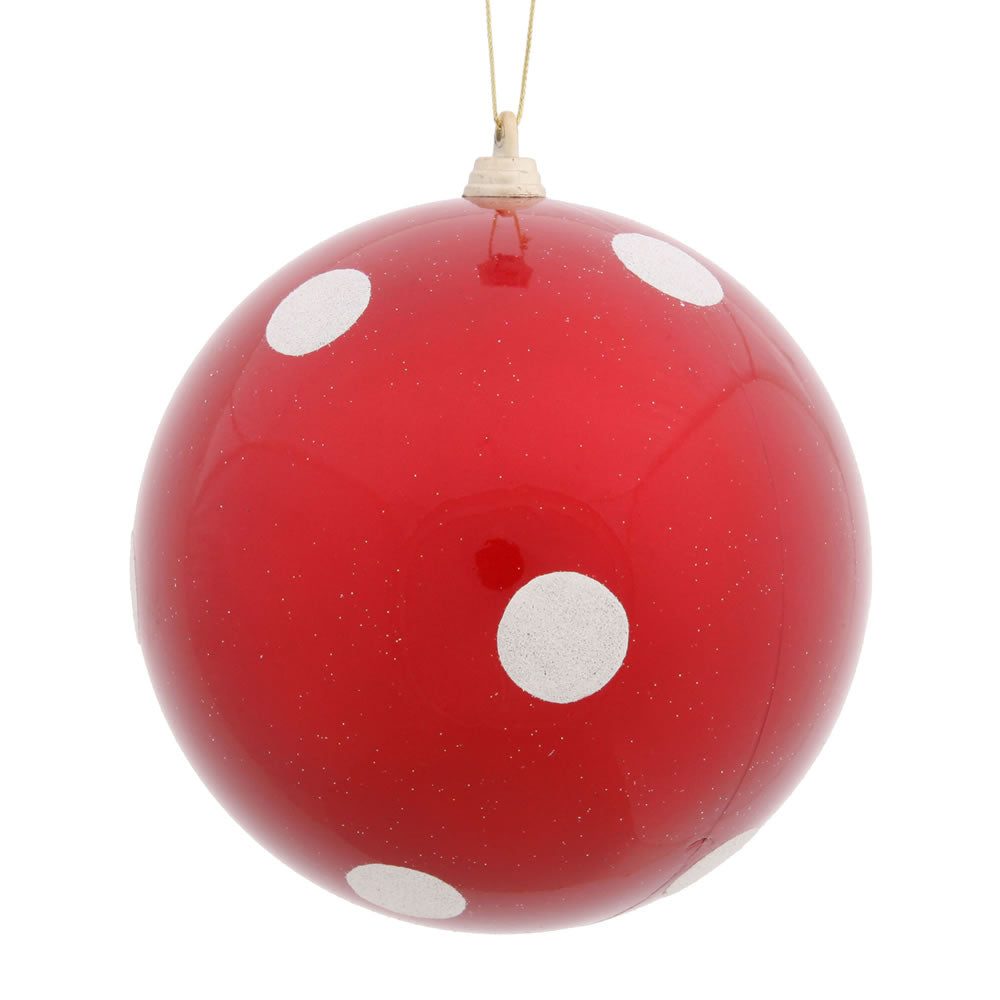 Vickerman 8″ Red Candy Polka Dot Ball - M120403