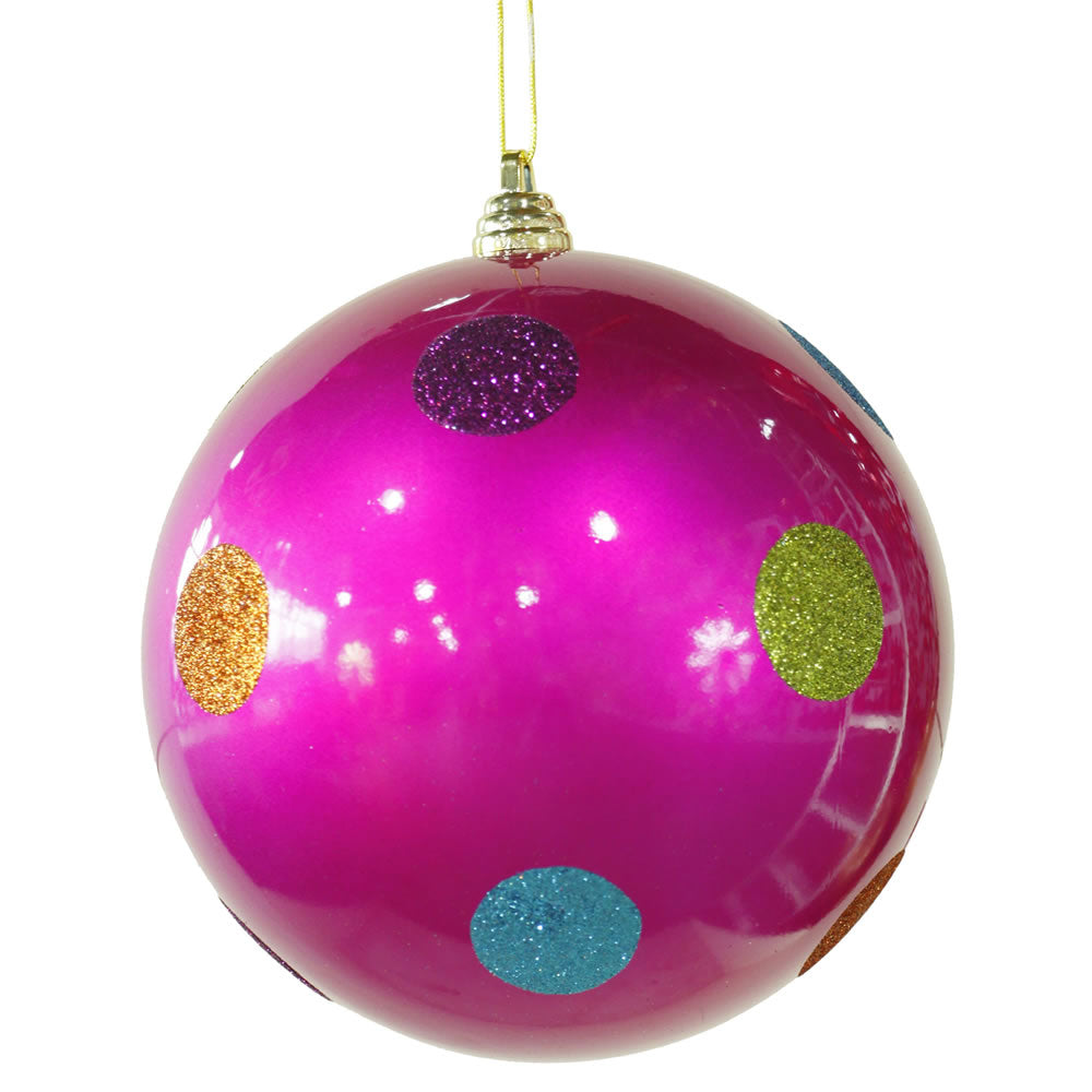 Vickerman 8″ Pink Candy Polka Dot Ball - M120409