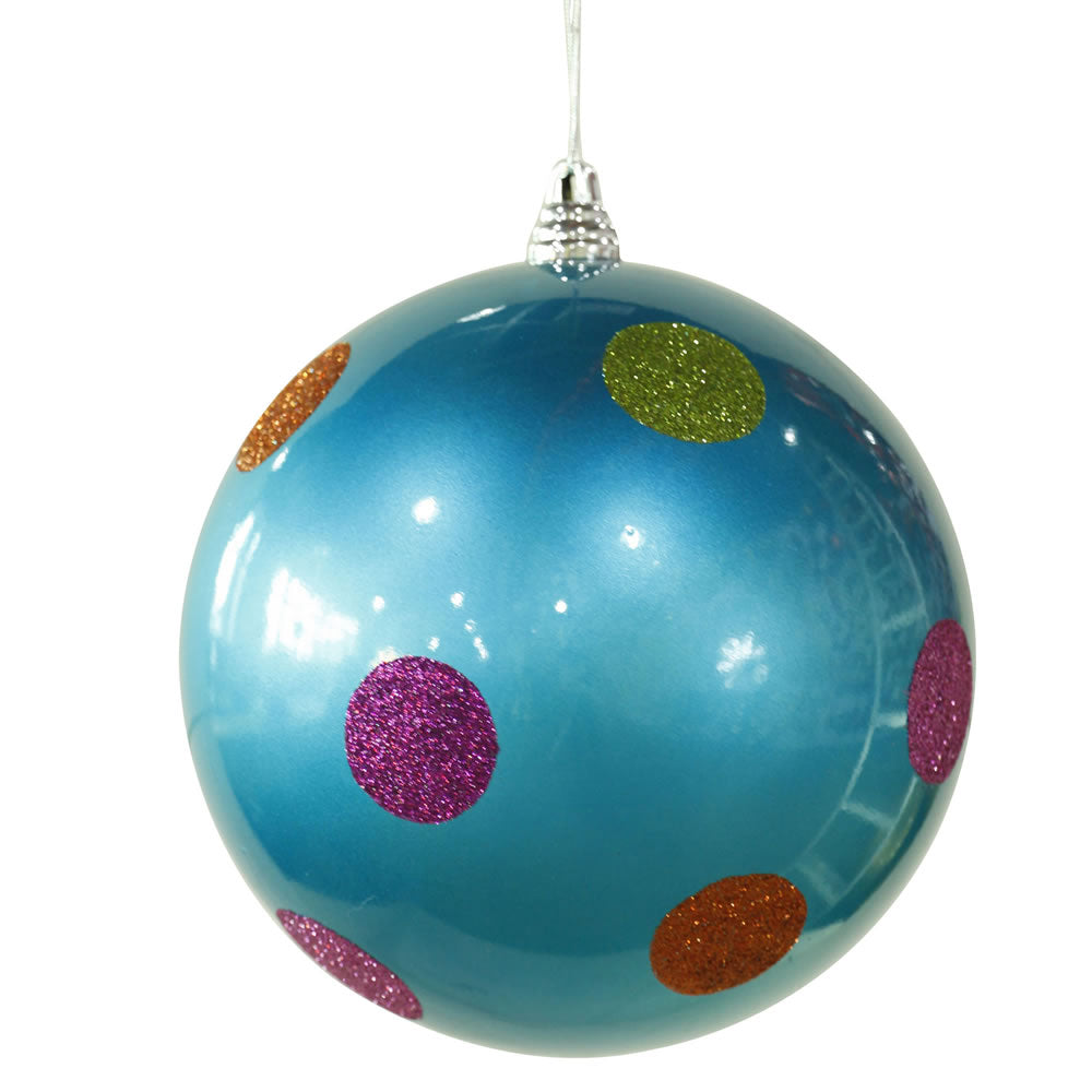 Vickerman 8″ Turquoise Candy Polka Dot Ball - M120412