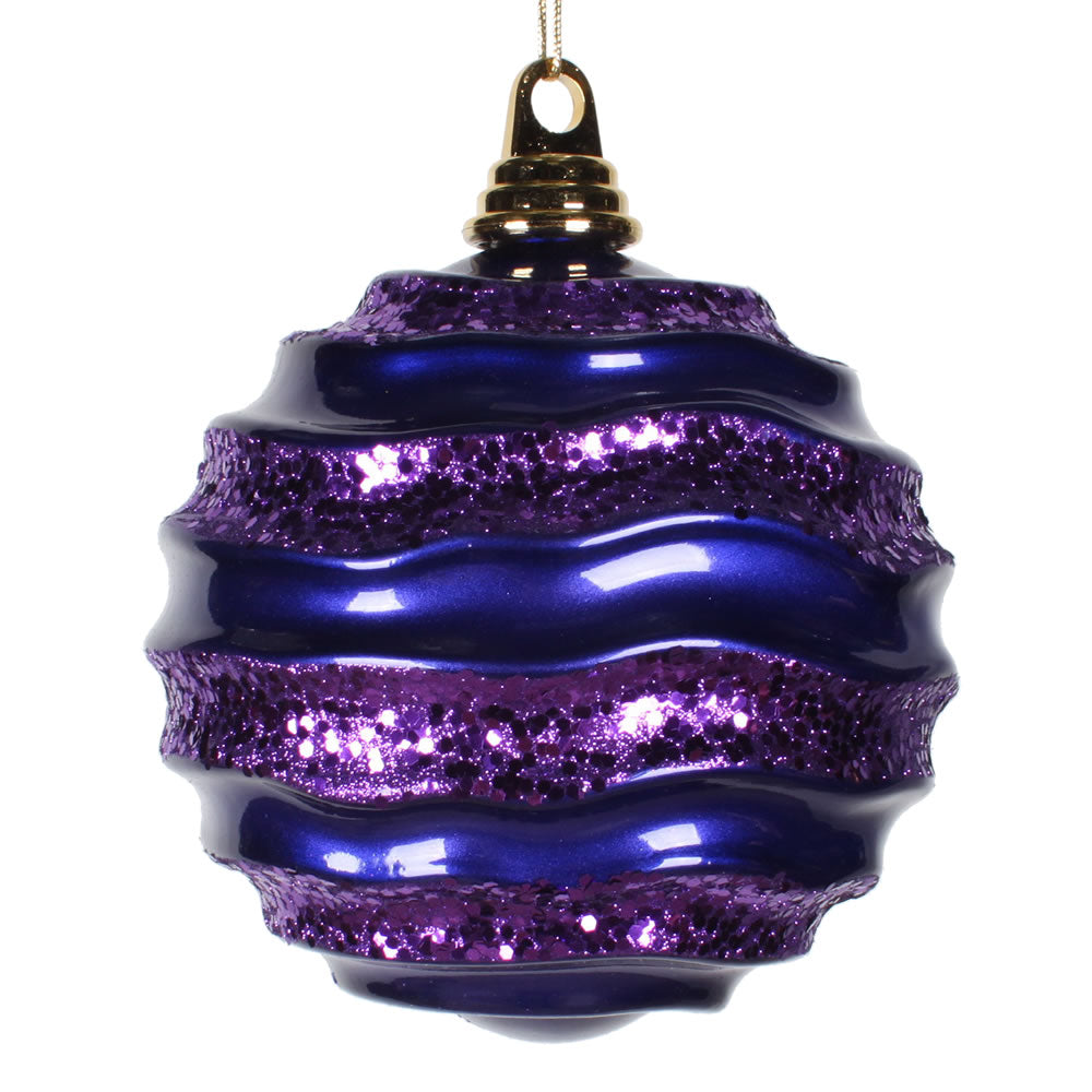 Vickerman 6'' Purple Candy Glitter Wave Ball - M132066
