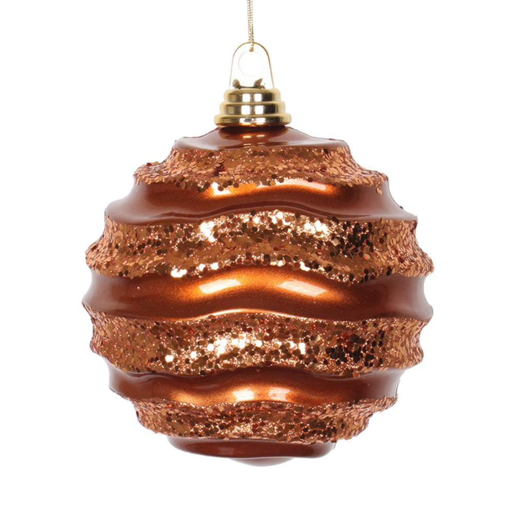 Vickerman 6” Copper Candy Glitter Wave Ball - M132088