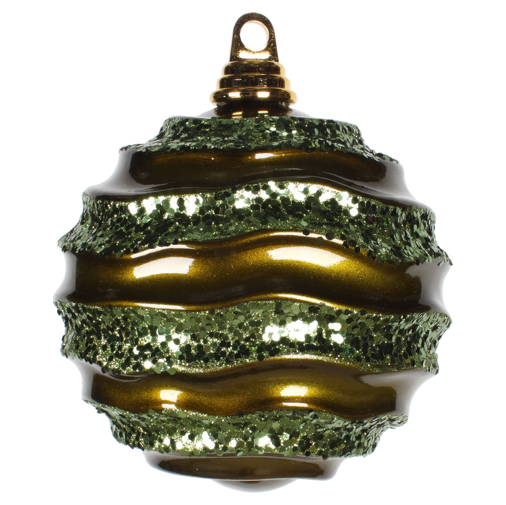 Vickerman 6'' Olive Candy Glitter Wave Ball - M1320OL