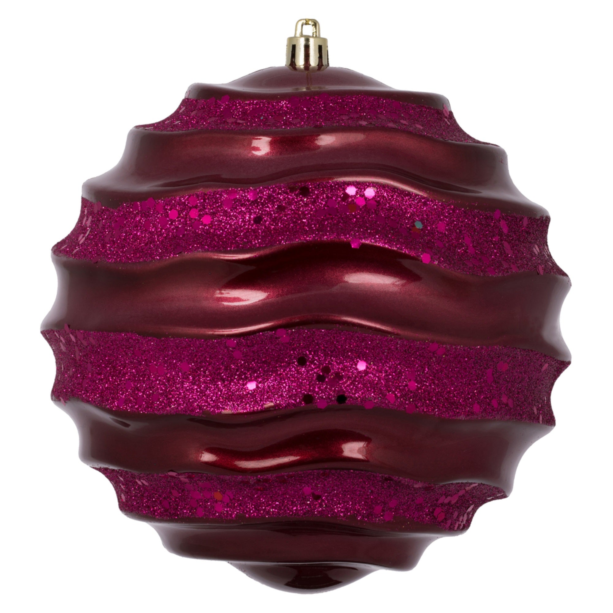 8” Berry Red Candy Glitter Wave Ball