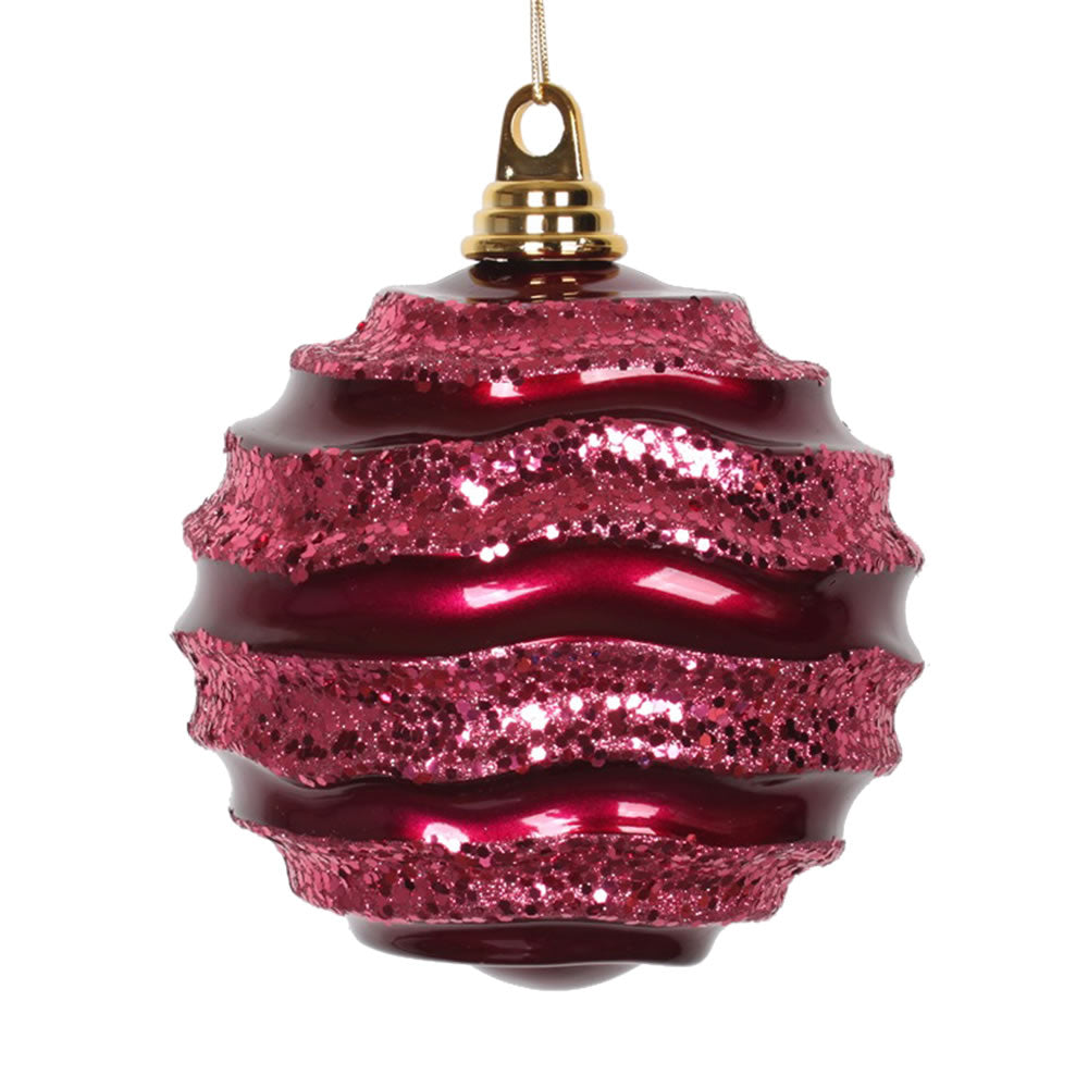 Vickerman 8” Fuchsia Candy Glitter Wave Ball - M132170