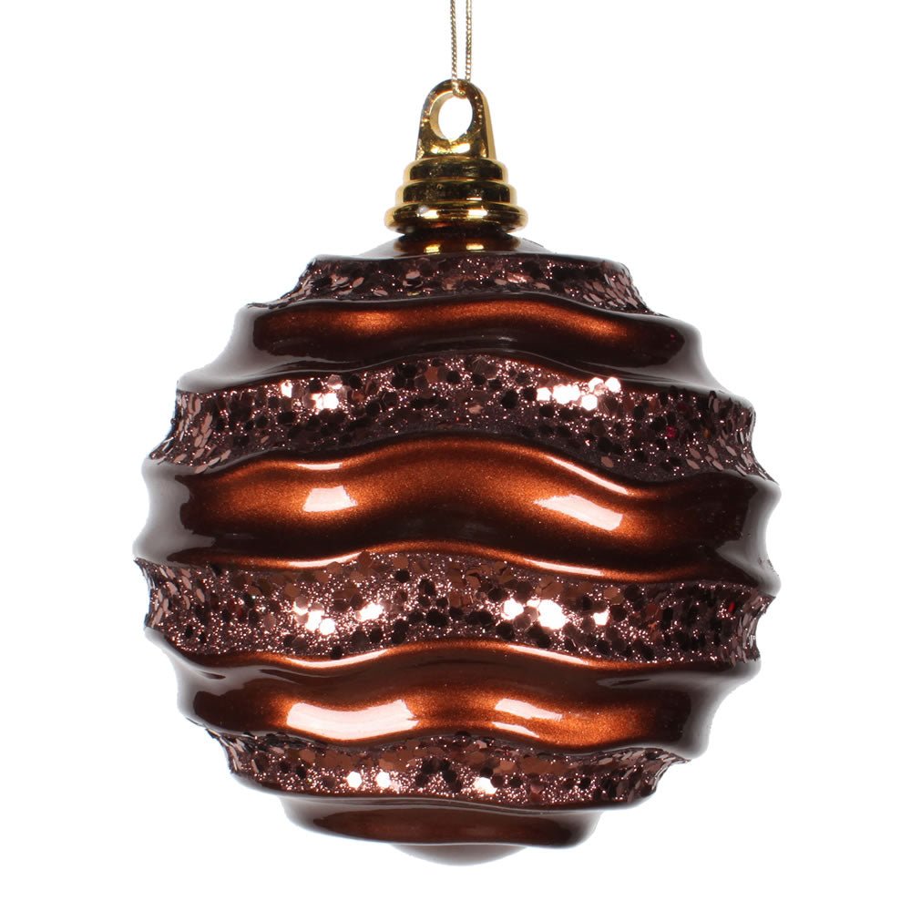 Vickerman 8'' Chocolate Candy Glitter Wave Ball - M1321CH