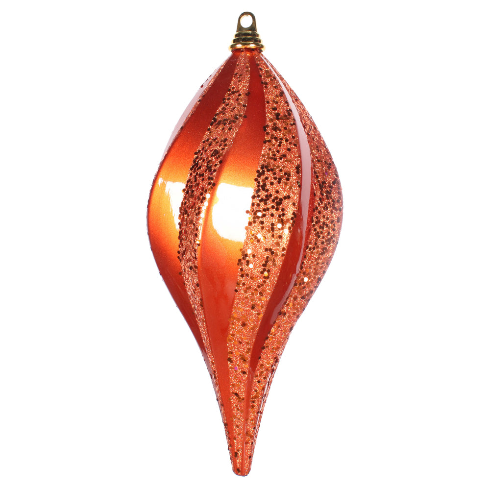 Vickerman 8'' Burn Orange Candy Glitter Swirl Drop - M132518